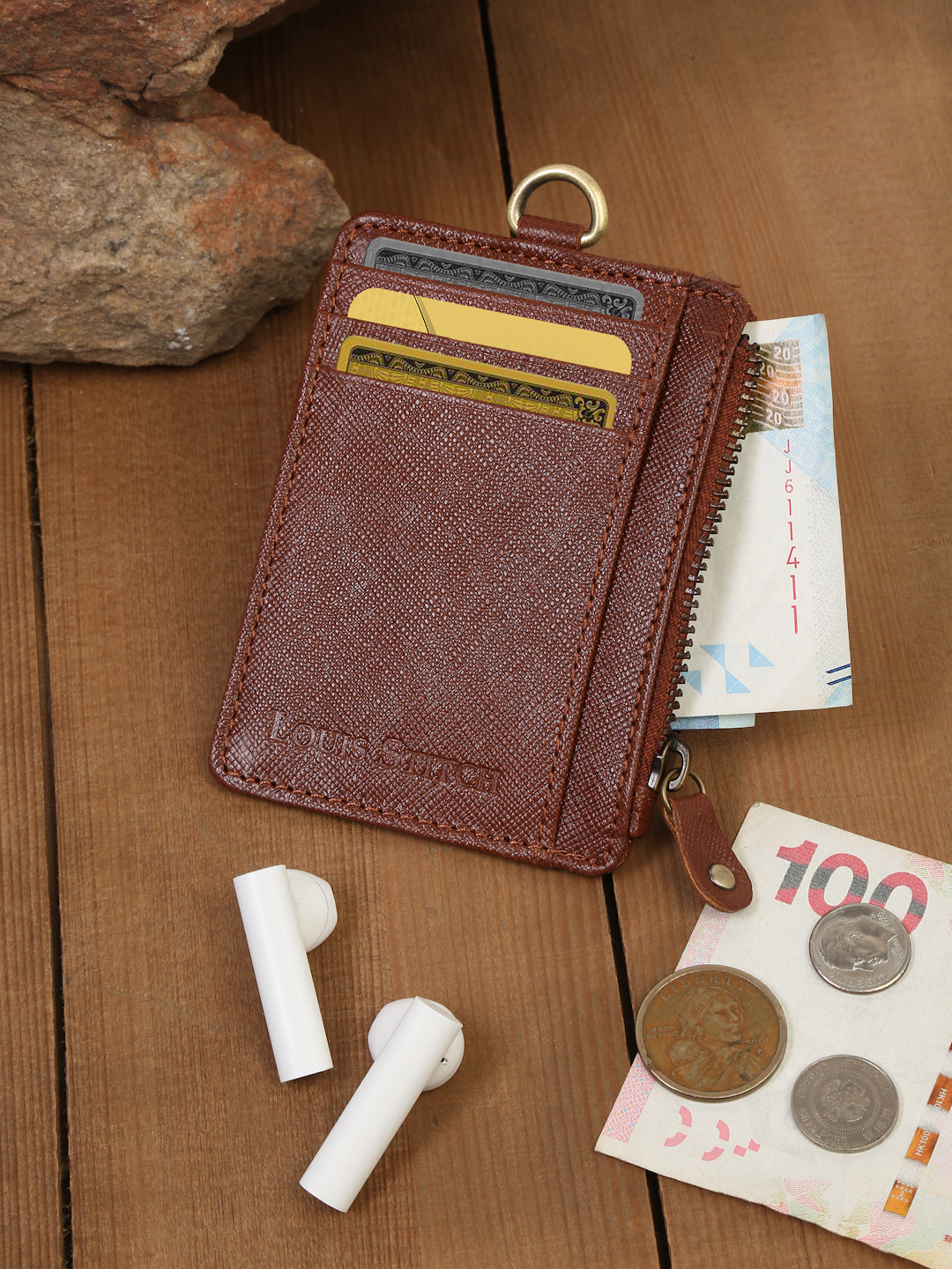 British Tan Italian Saffiano Leather Wallet