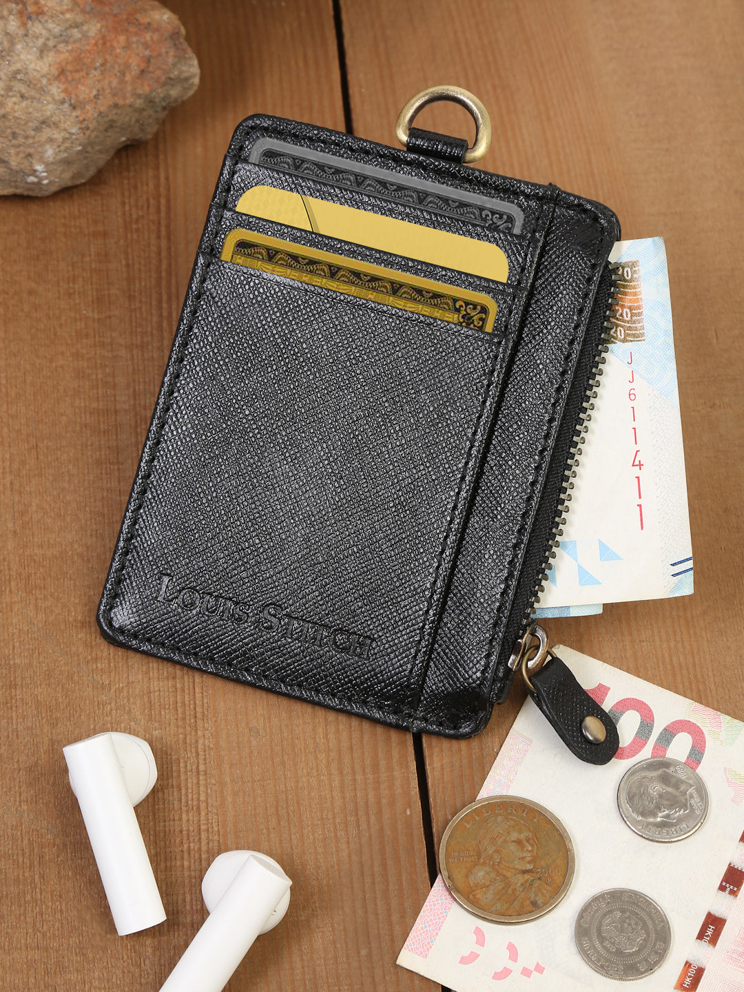 Jet Black Italian Saffiano Leather Wallet