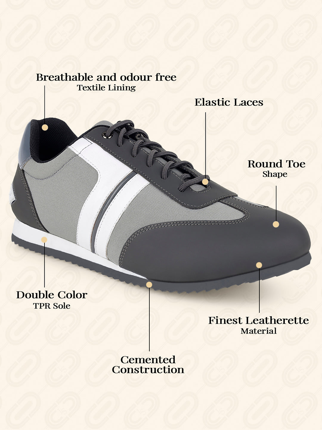 Dutch Grey Fashion Color Blocked Lace-Up Sneaker