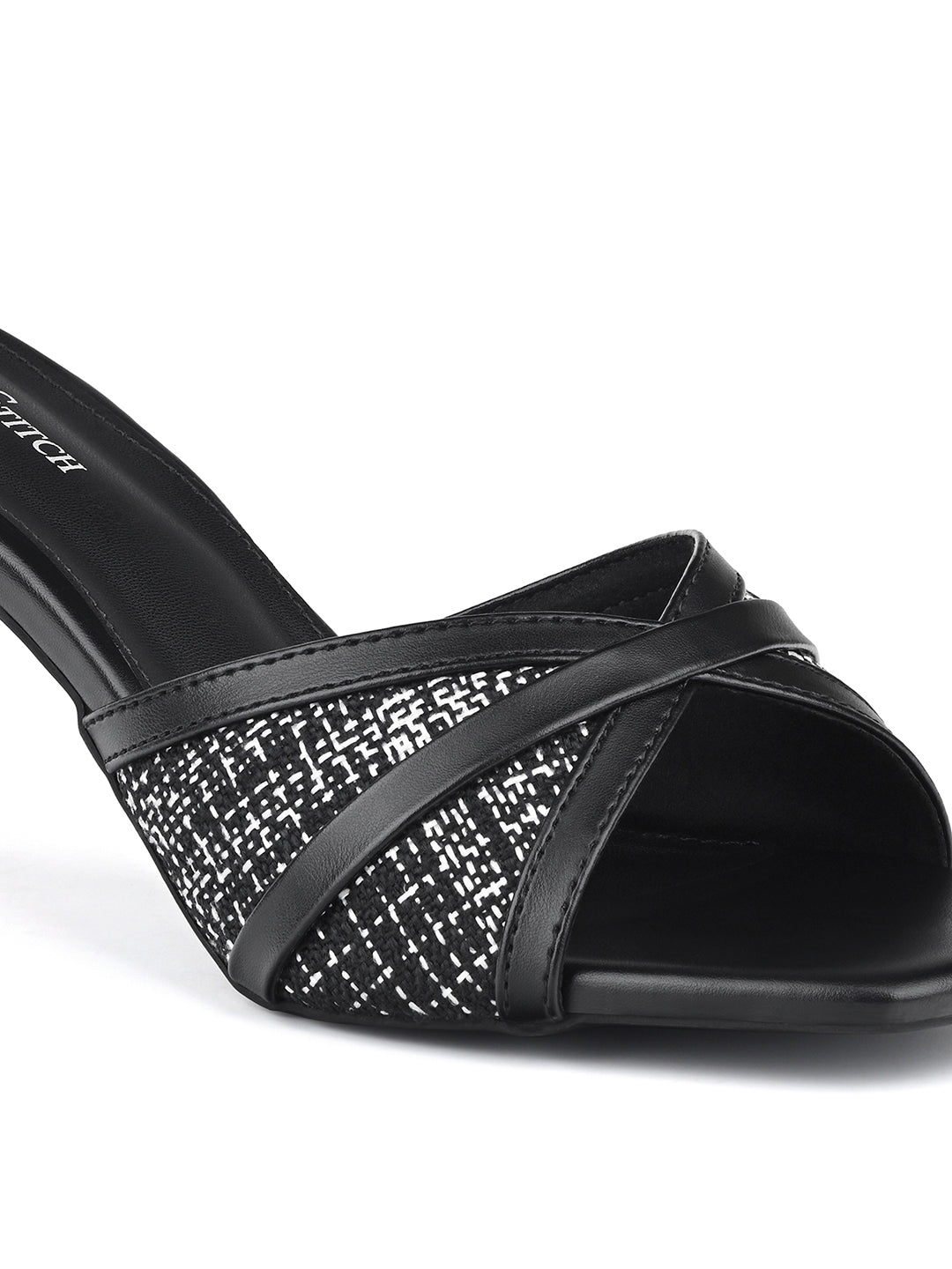 Women's Black Slip-On Stiletto Heel Lightweight Sandals