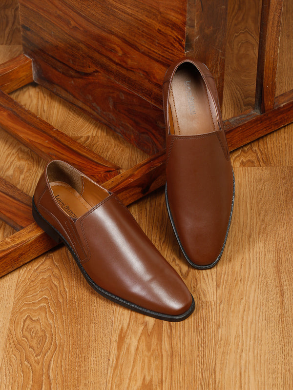 Handmade Italian Leather Formal Slipons Russet Tan Shoes for Men