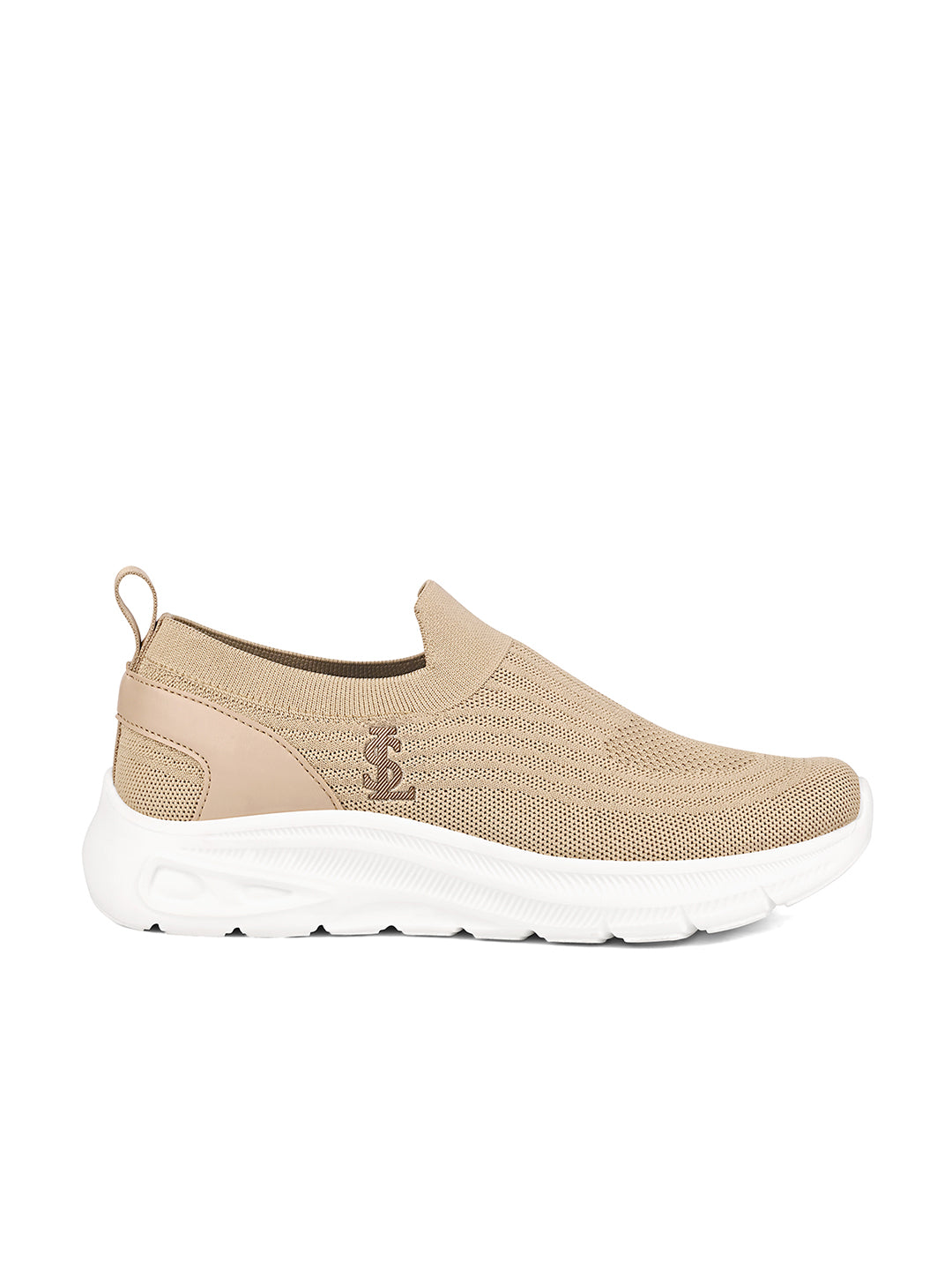 Beige Lightweight Athleisure Flyknit Sport Shoes
