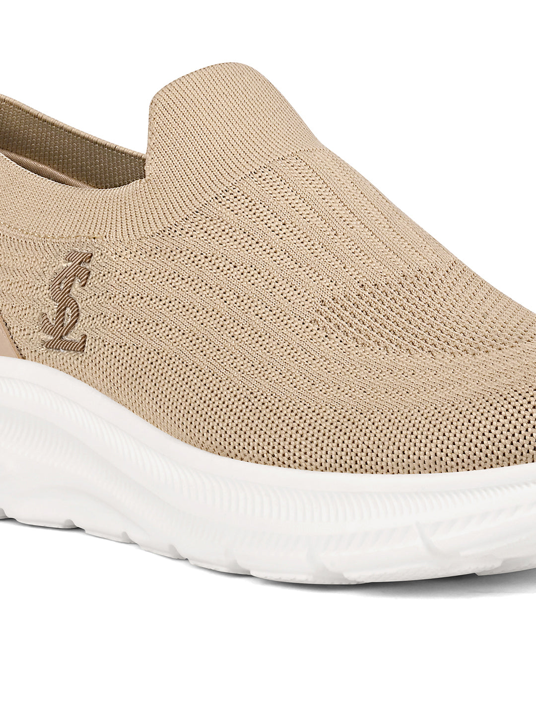 Beige Lightweight Athleisure Flyknit Sport Shoes