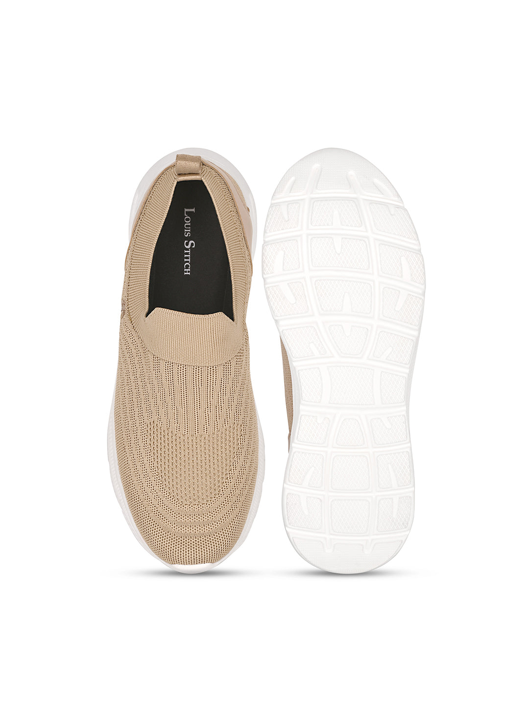 Beige Lightweight Athleisure Flyknit Sport Shoes
