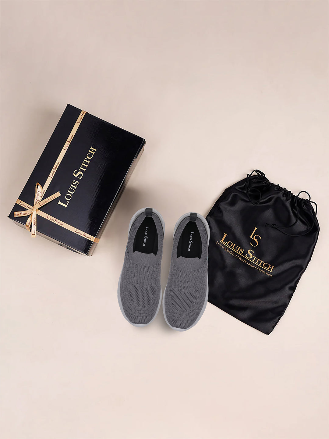 Ash Grey Lightweight Athleisure Flyknit Sport Shoes