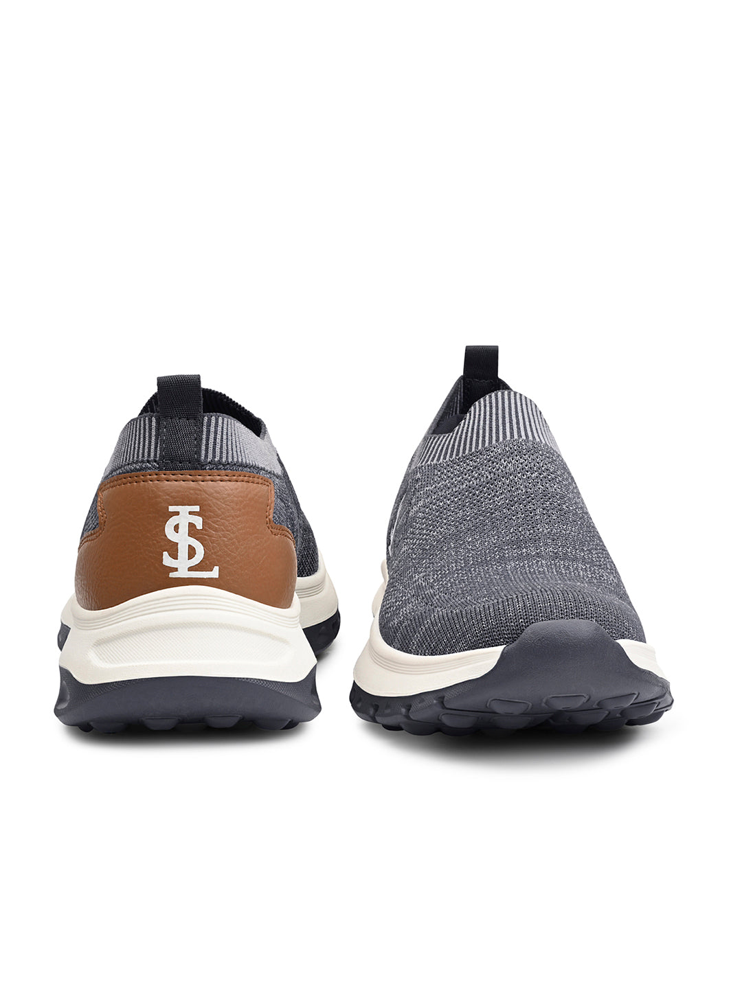 Grey and Tan Lightweight Aethleisure Flyknit Sport Shoes