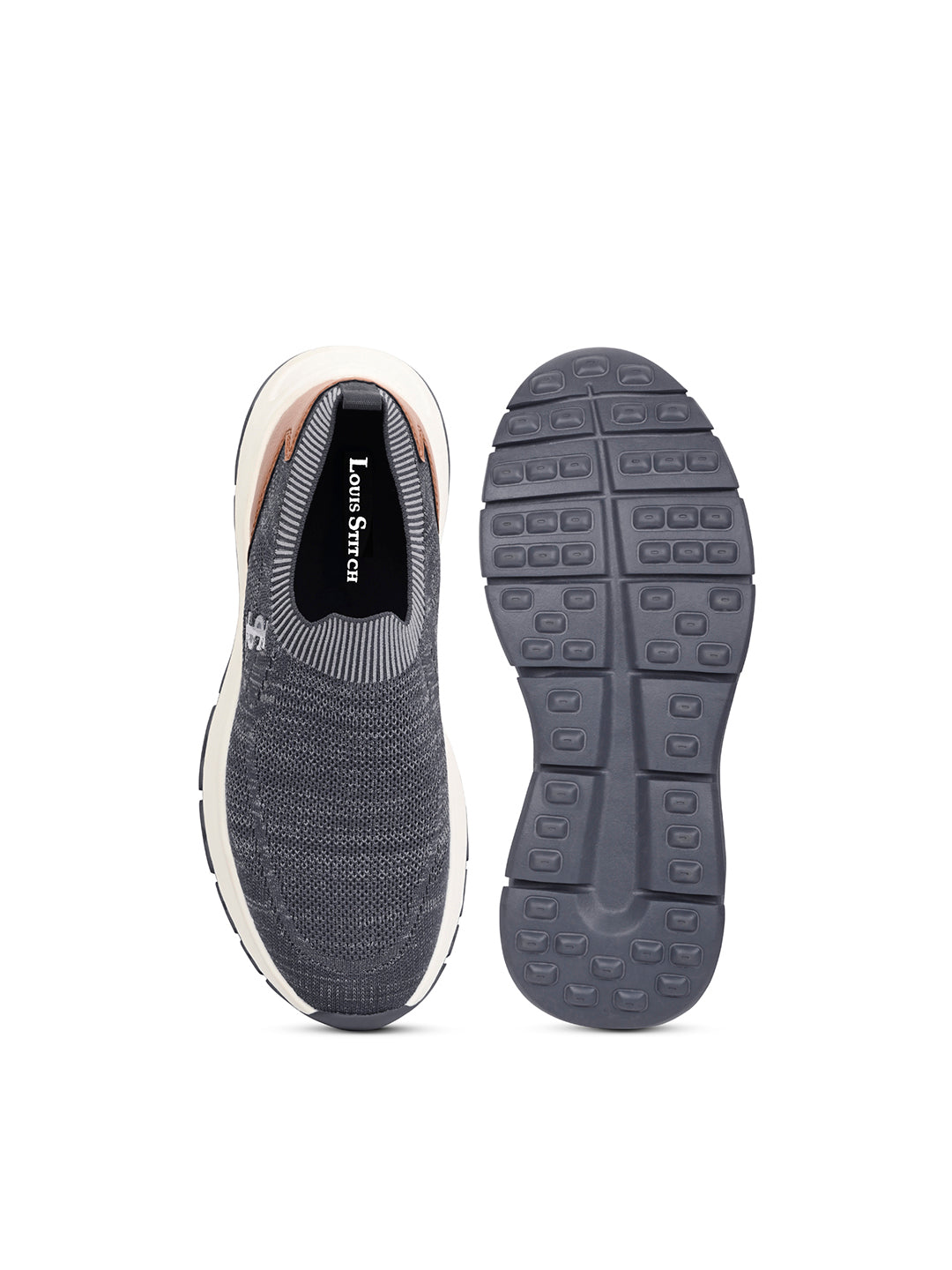 Grey and Tan Lightweight Aethleisure Flyknit Sport Shoes