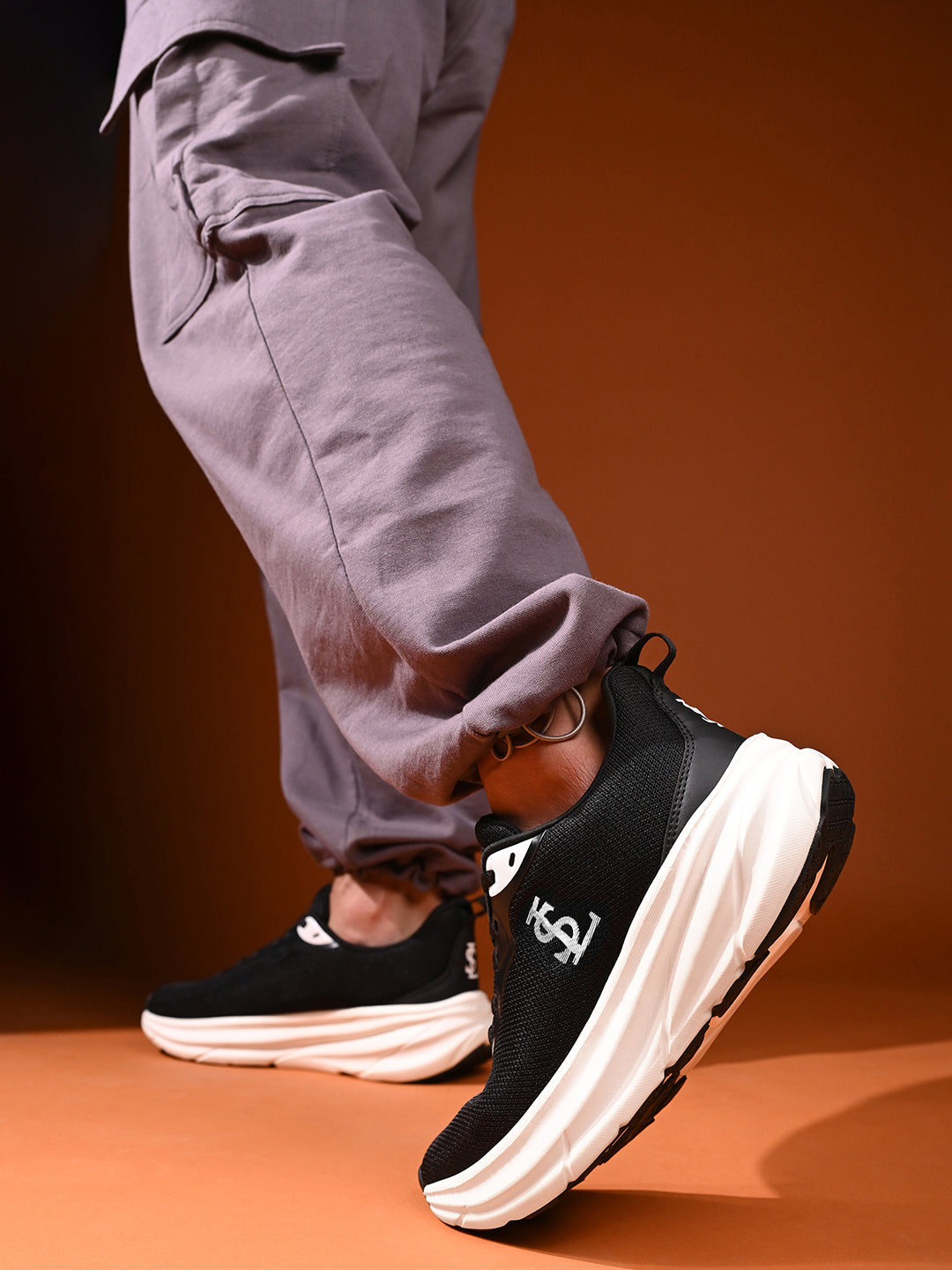 Egyptian Black Lightweight Athleisure Flyknit Sport Shoes