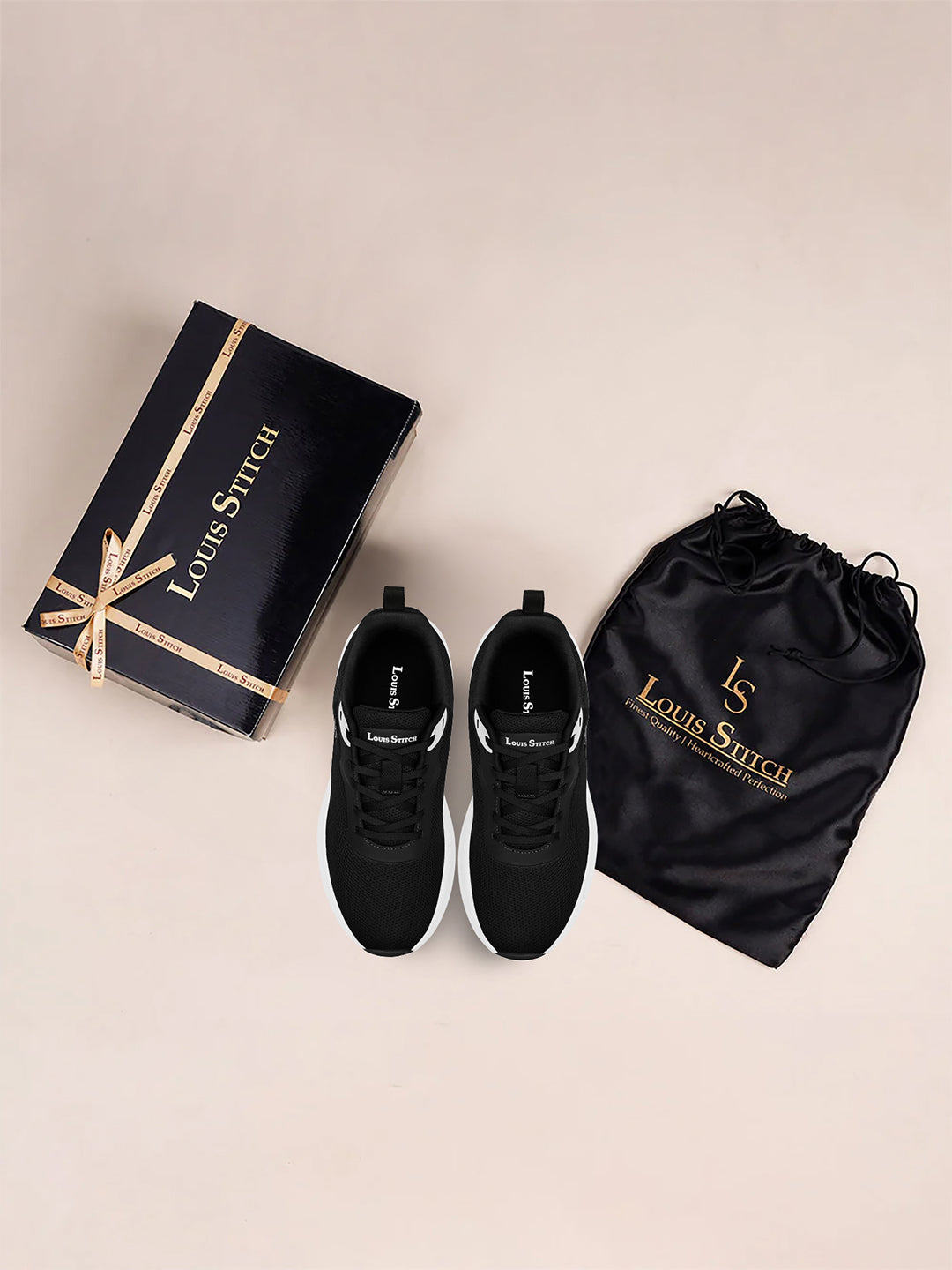 Egyptian Black Lightweight Athleisure Flyknit Sport Shoes