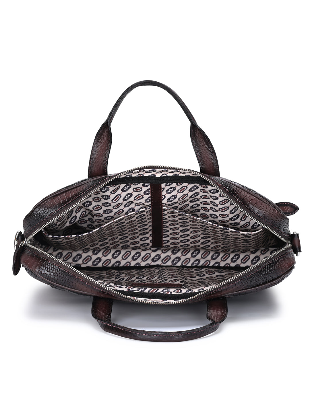 Men's Brown Italian Leather Dual Tone Laptop Bag with Shoulder Strap