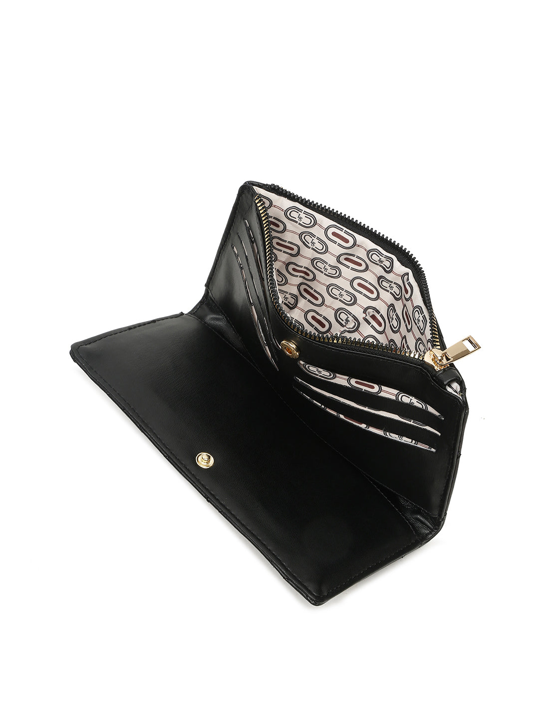 Stylish Black Clutch Purse for Women with Snap Button Closure