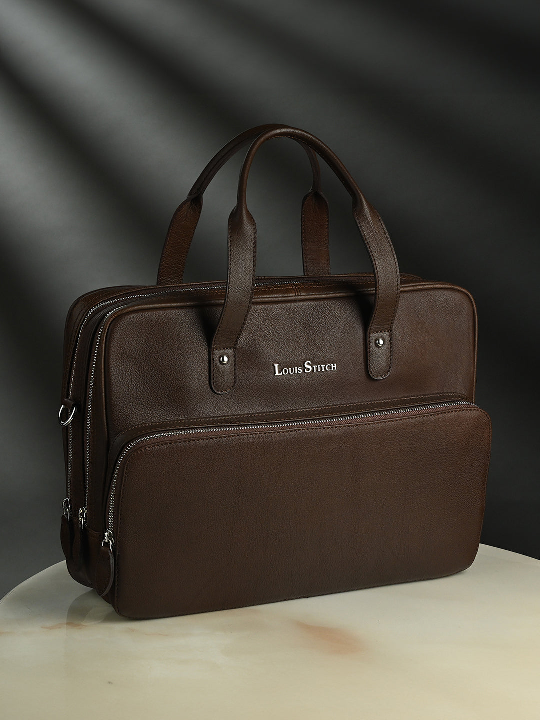 Italian Milled Leather Brunette Brown Slim Laptop Bag