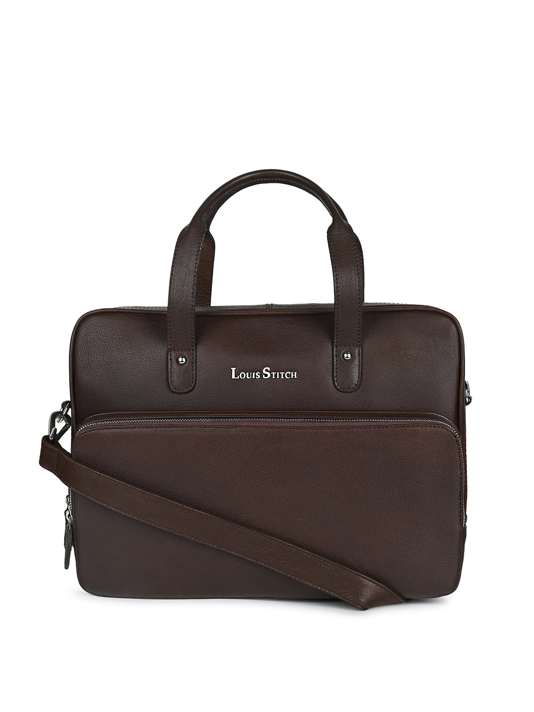 Italian Milled Leather Brunette Brown Slim Laptop Bag