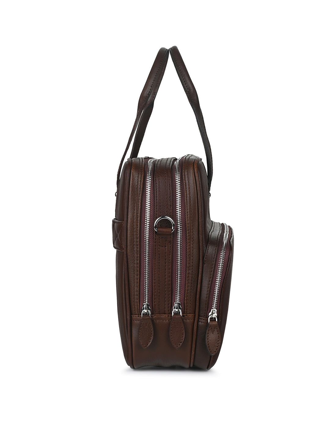 Italian Milled Leather Brunette Brown Slim Laptop Bag