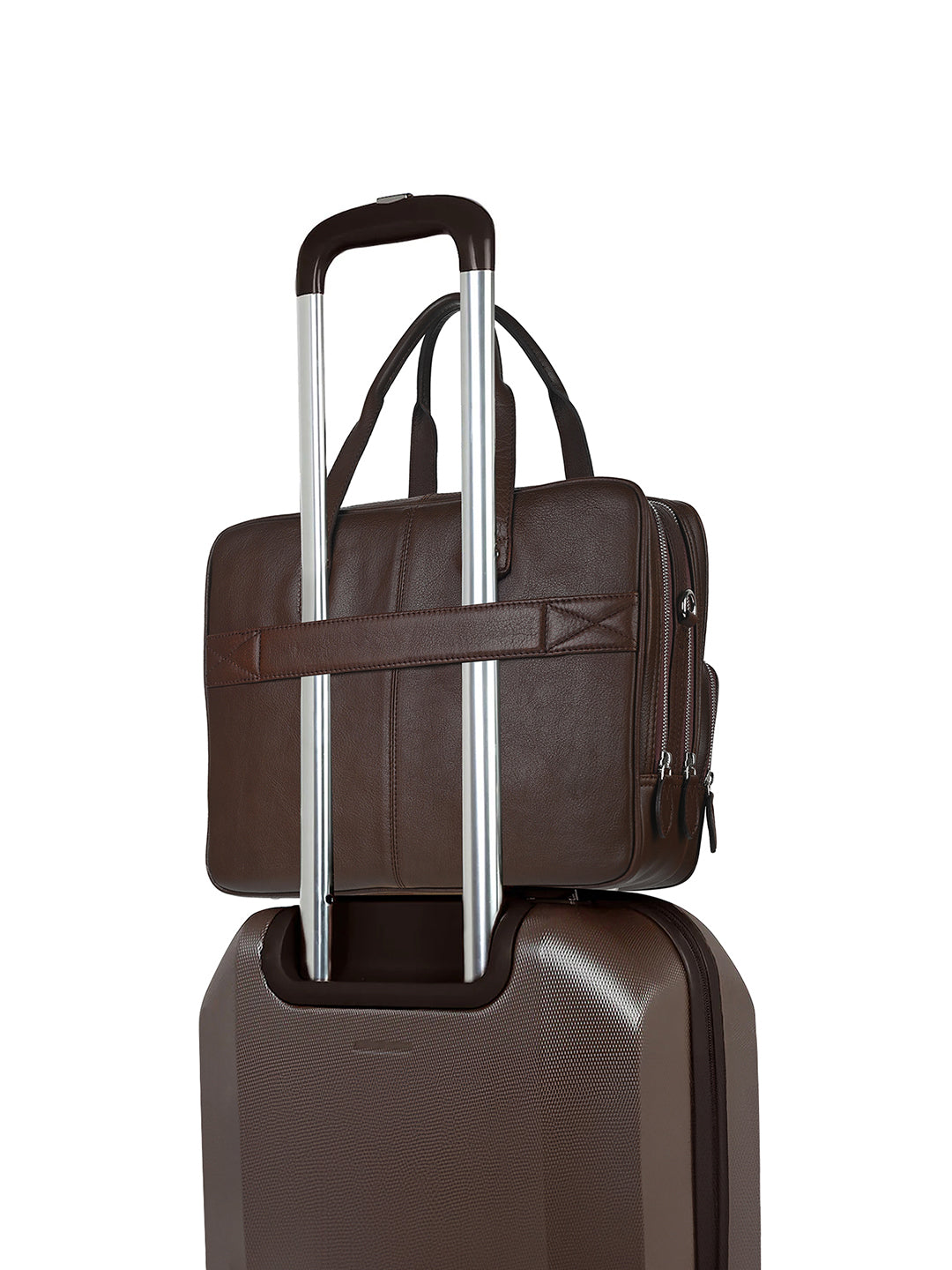 Italian Milled Leather Brunette Brown Slim Laptop Bag