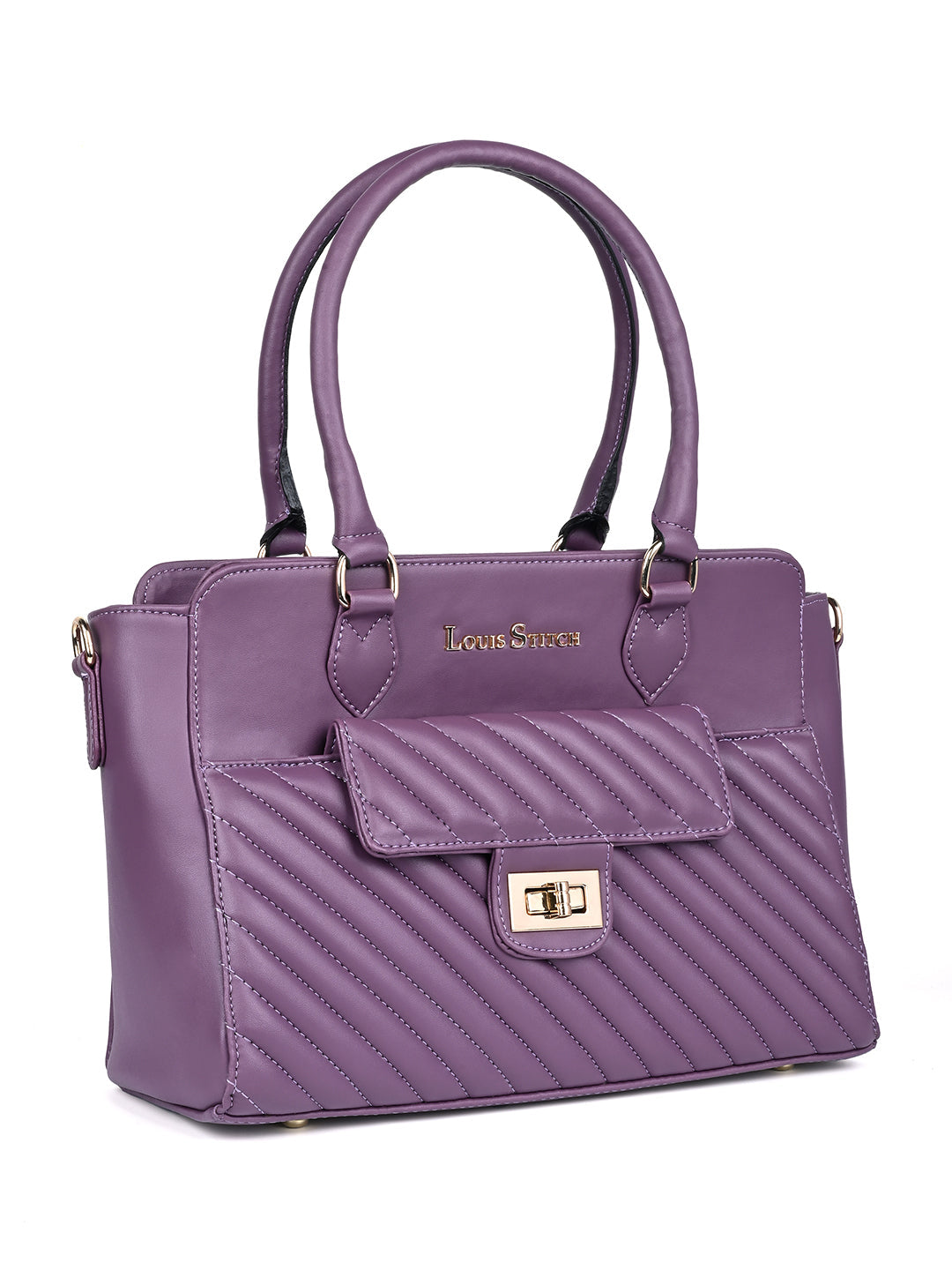 Stylish Purple Multi-Pocket Satchel Handbag for Women