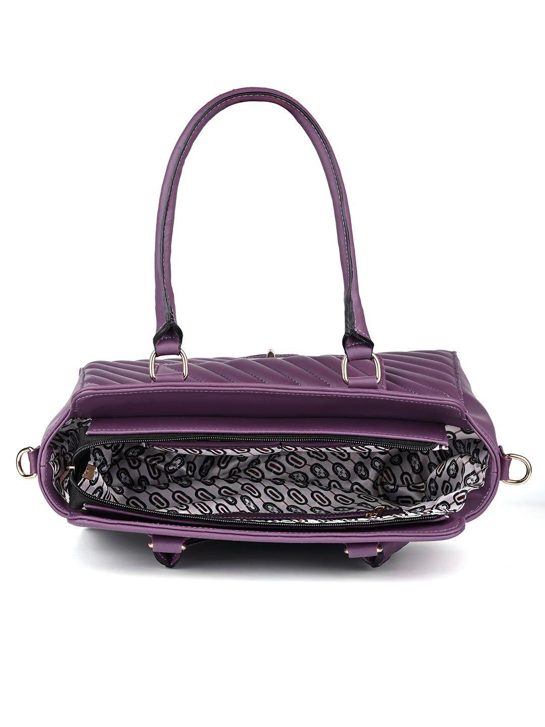 Stylish Purple Multi-Pocket Satchel Handbag for Women