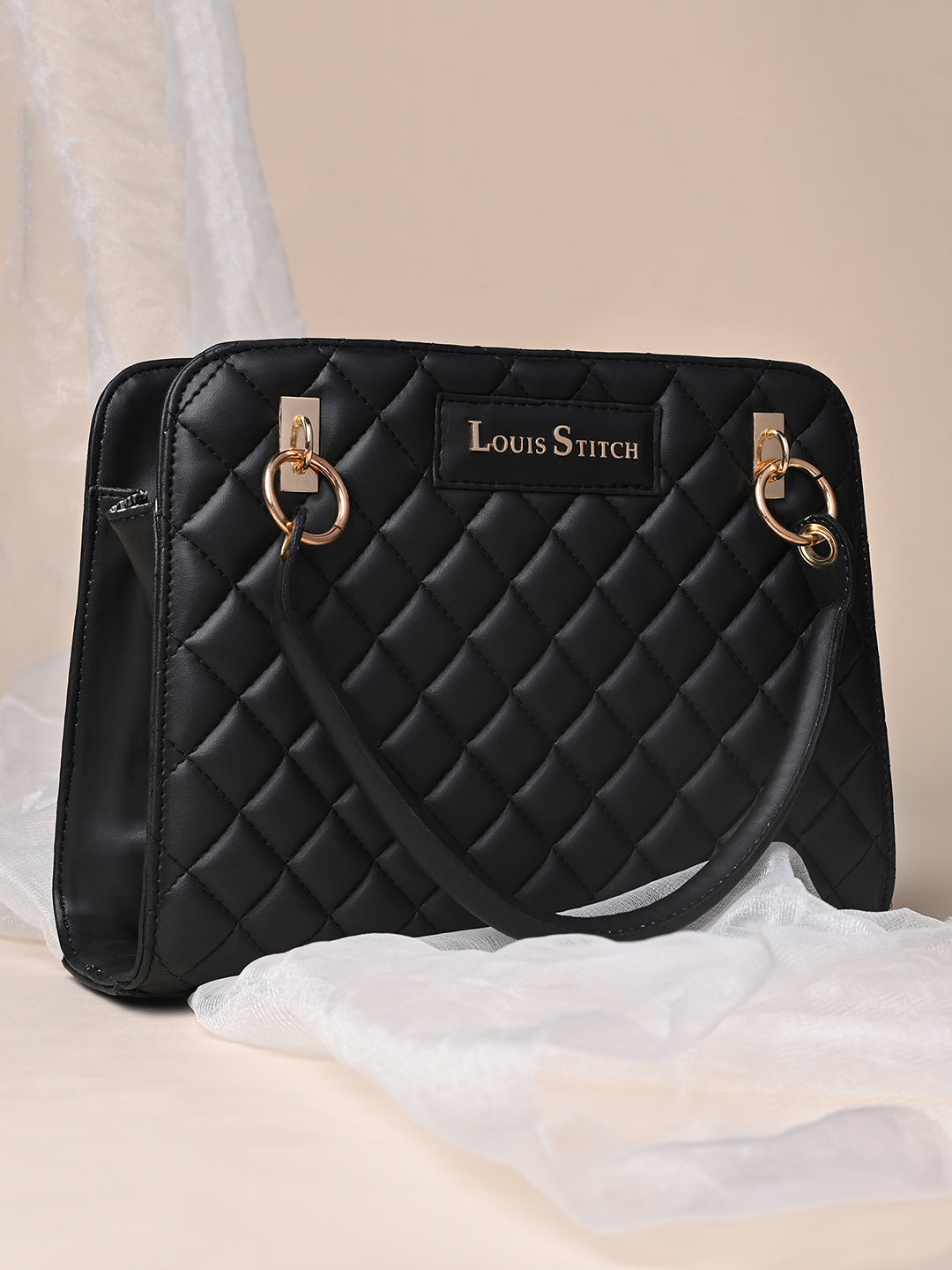 Stylish Black Satchel Handbag Purse with Zip Closure