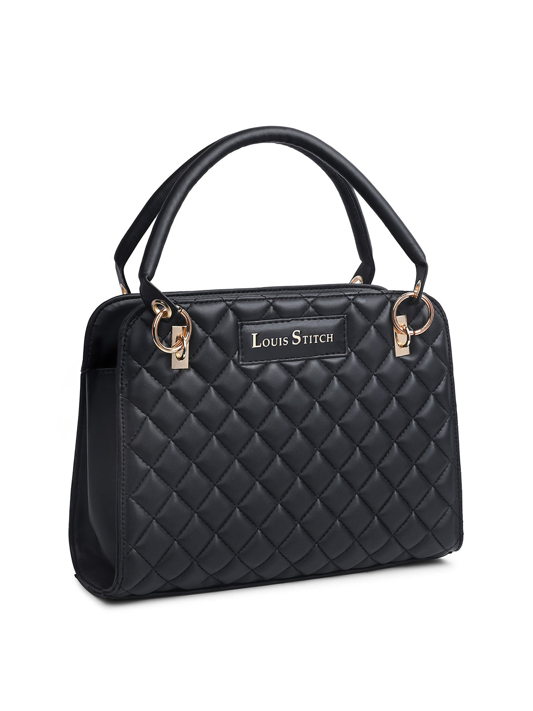 Stylish Black Satchel Handbag Purse with Zip Closure