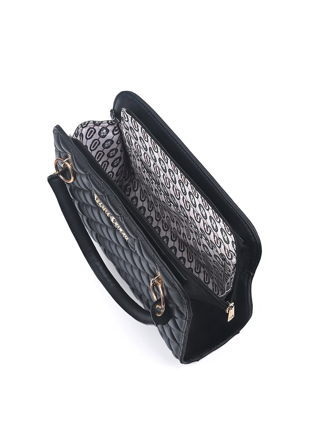 Stylish Black Satchel Handbag Purse with Zip Closure