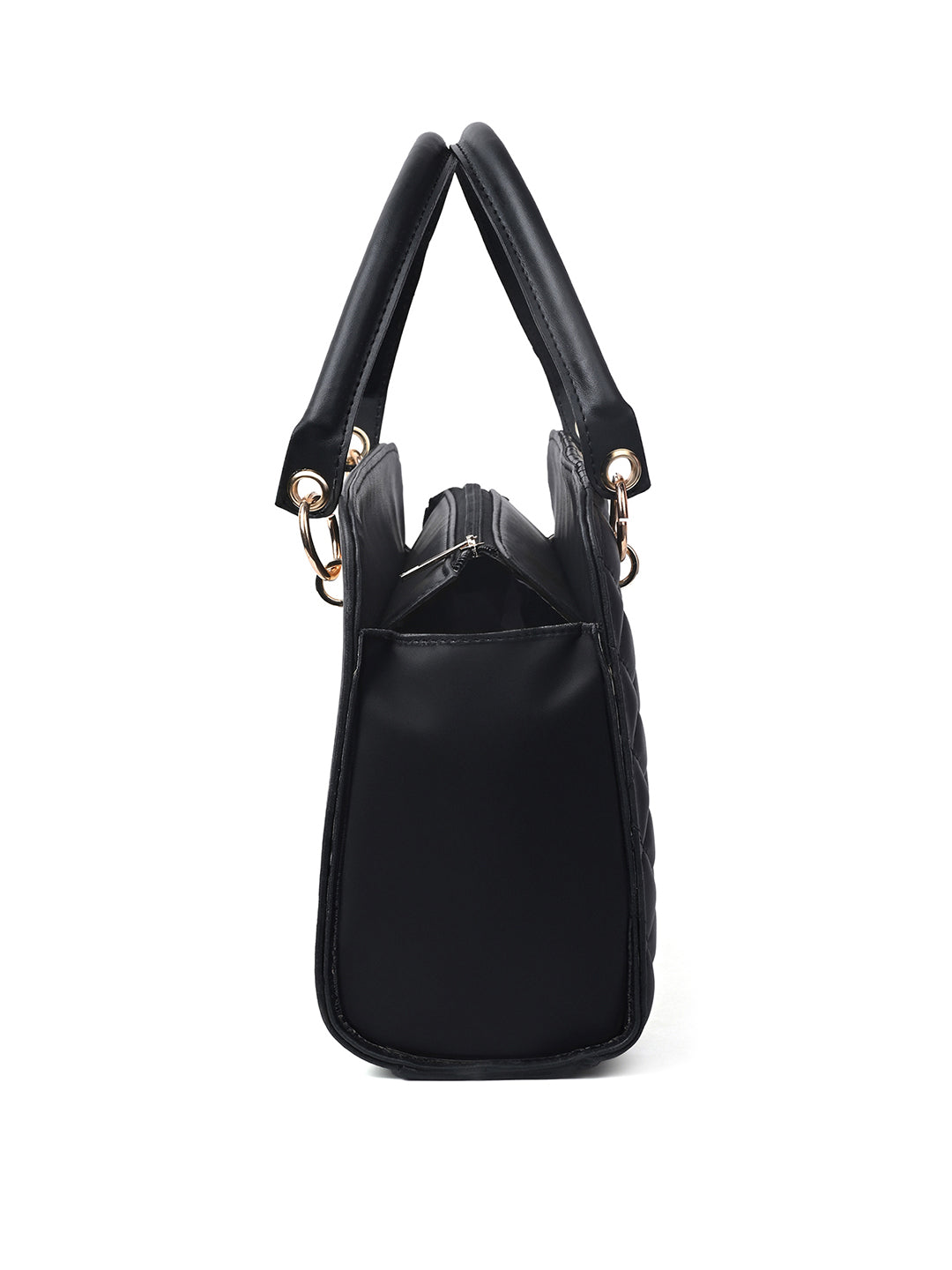 Stylish Black Satchel Handbag Purse with Zip Closure