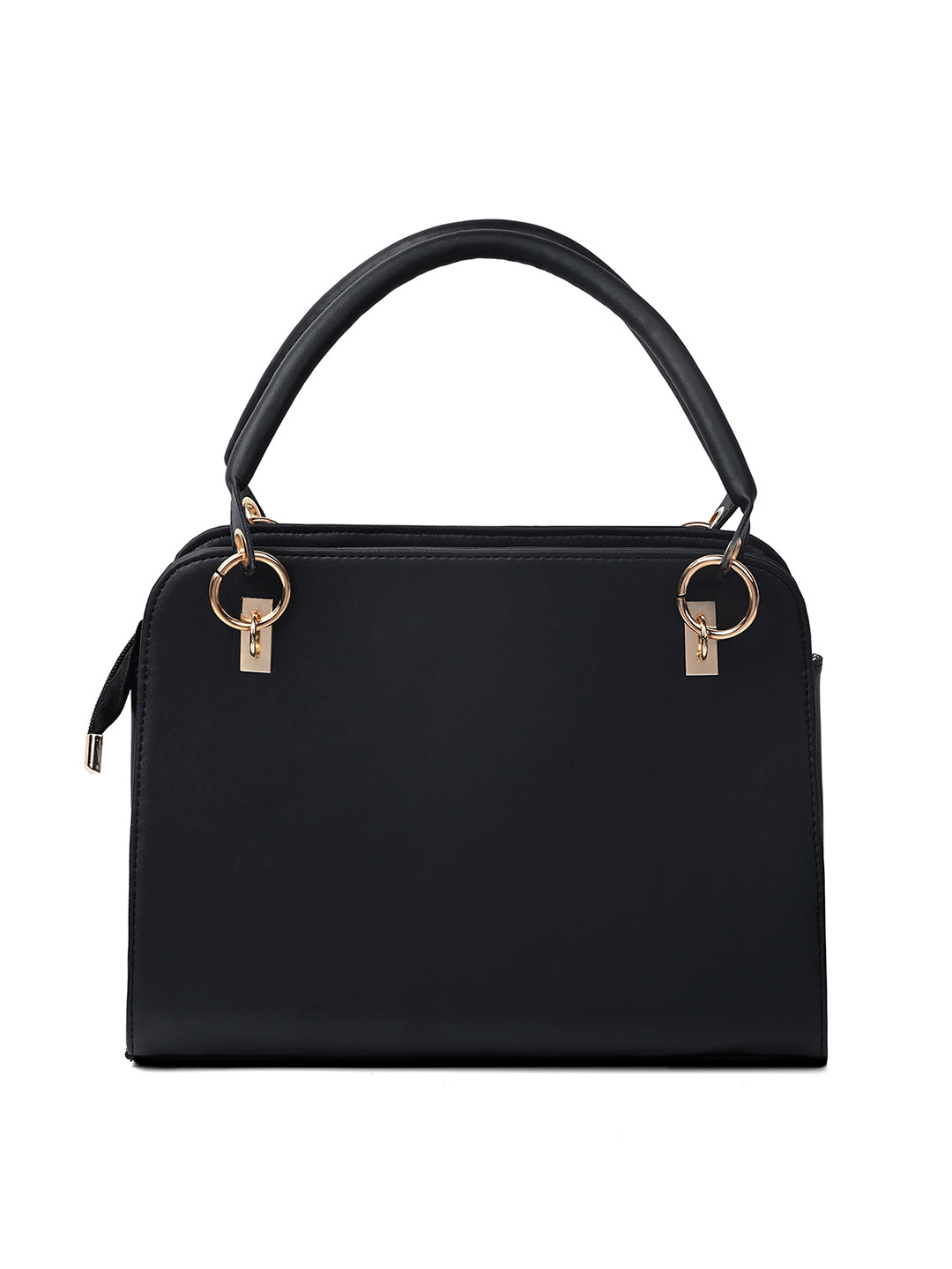 Stylish Black Satchel Handbag Purse with Zip Closure
