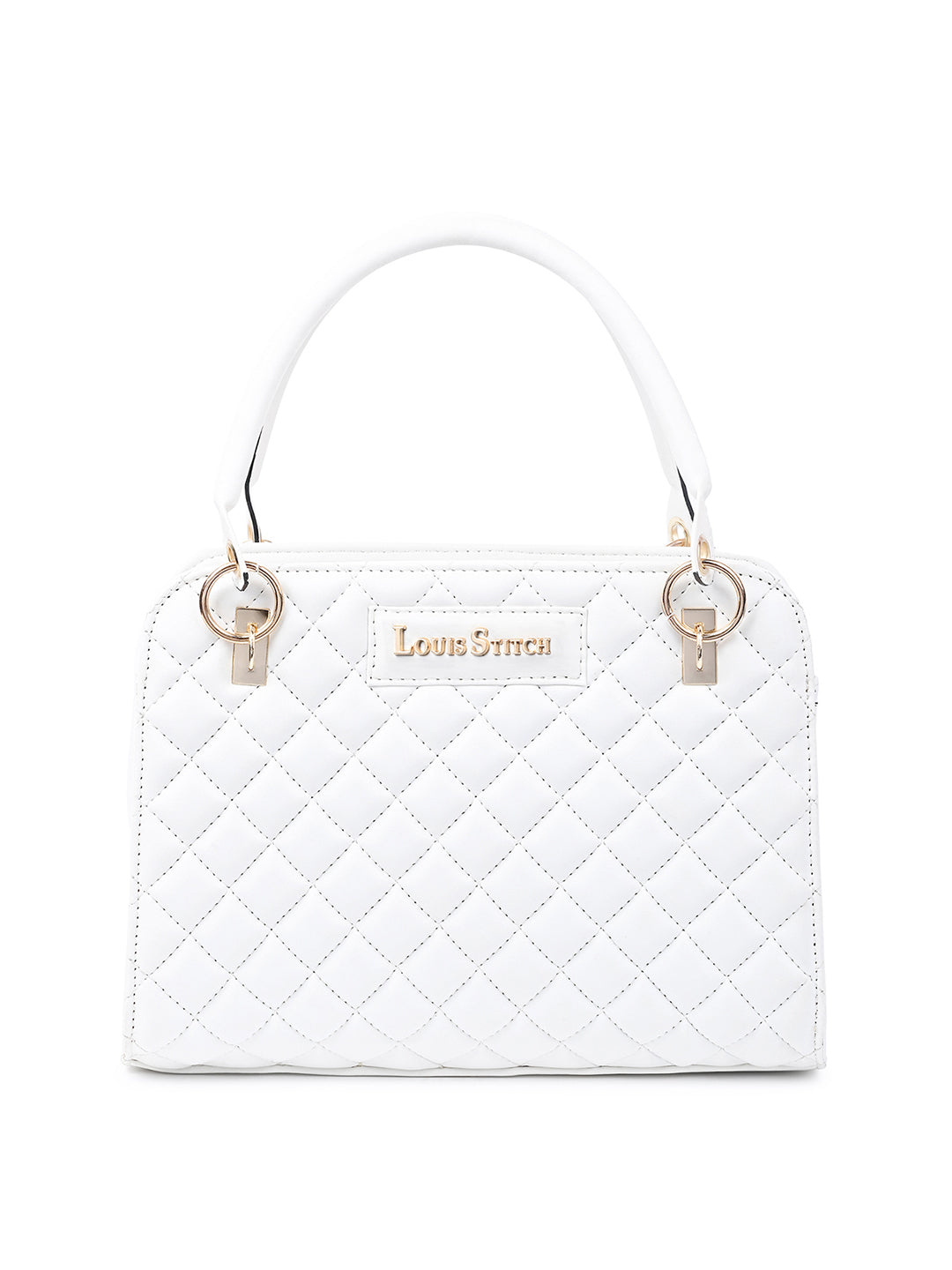 Stylish White Satchel Handbag Purse with Zip Closure