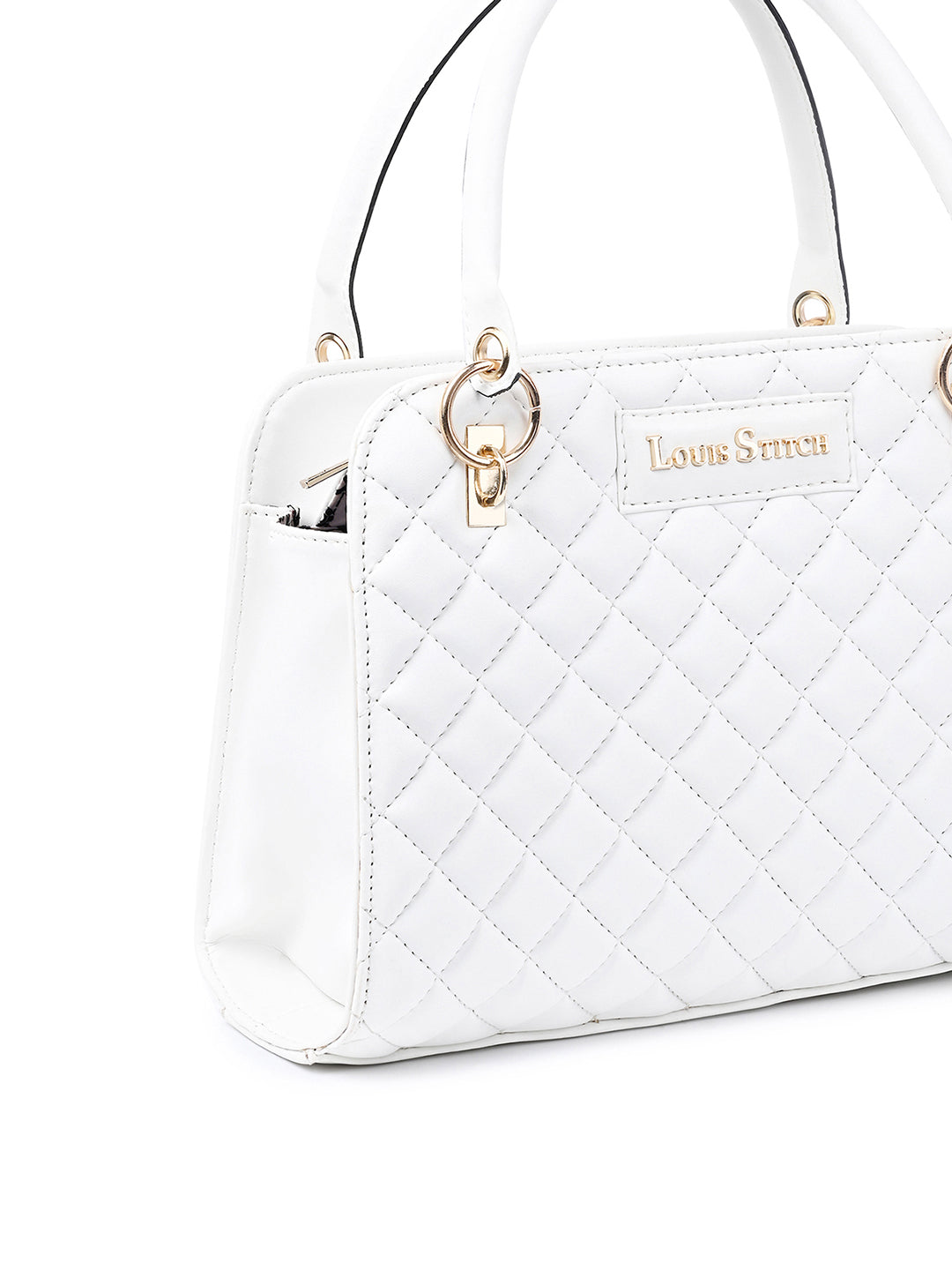 Stylish White Satchel Handbag Purse with Zip Closure