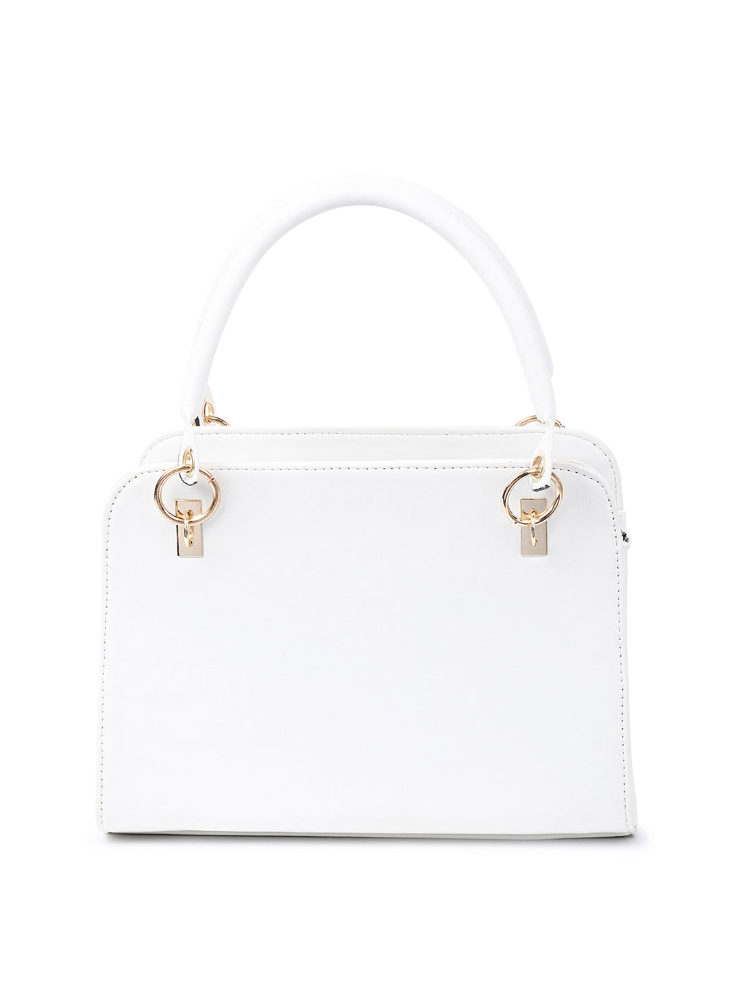 Stylish White Satchel Handbag Purse with Zip Closure