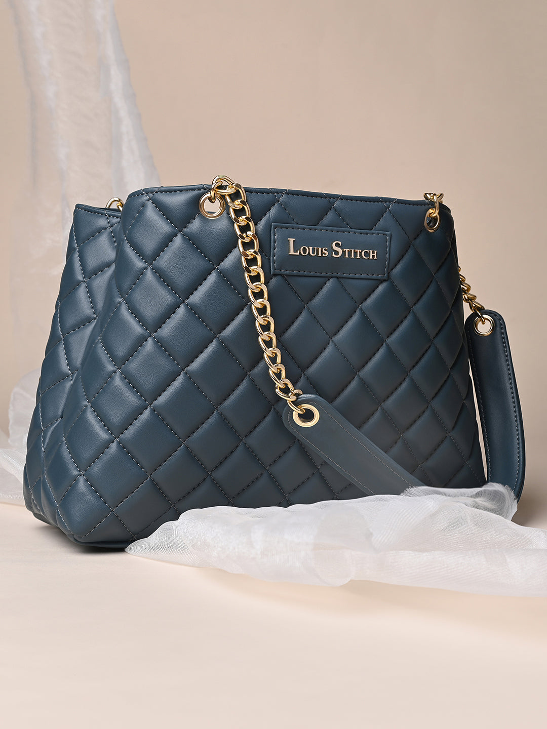 Stylish Dark Blue Multi Pocket Ladies Satchel Handbag