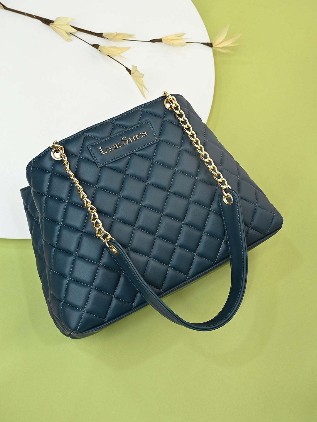 Stylish Dark Blue Multi Pocket Ladies Satchel Handbag