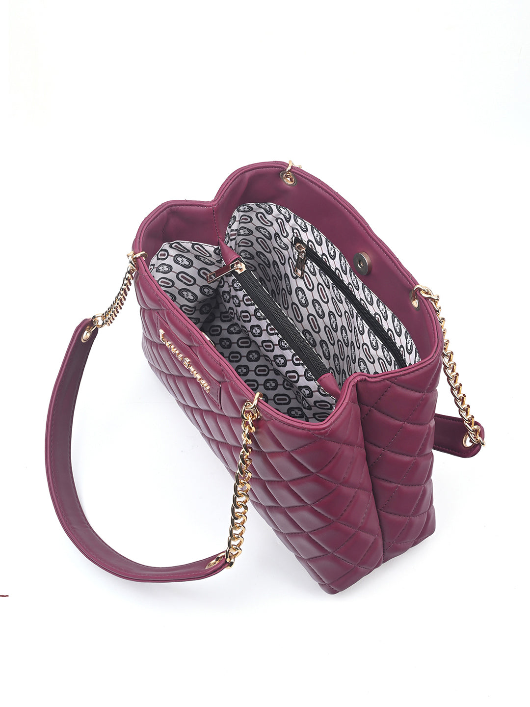 Stylish Cherry Red Multi Pocket Ladies Satchel Handbag