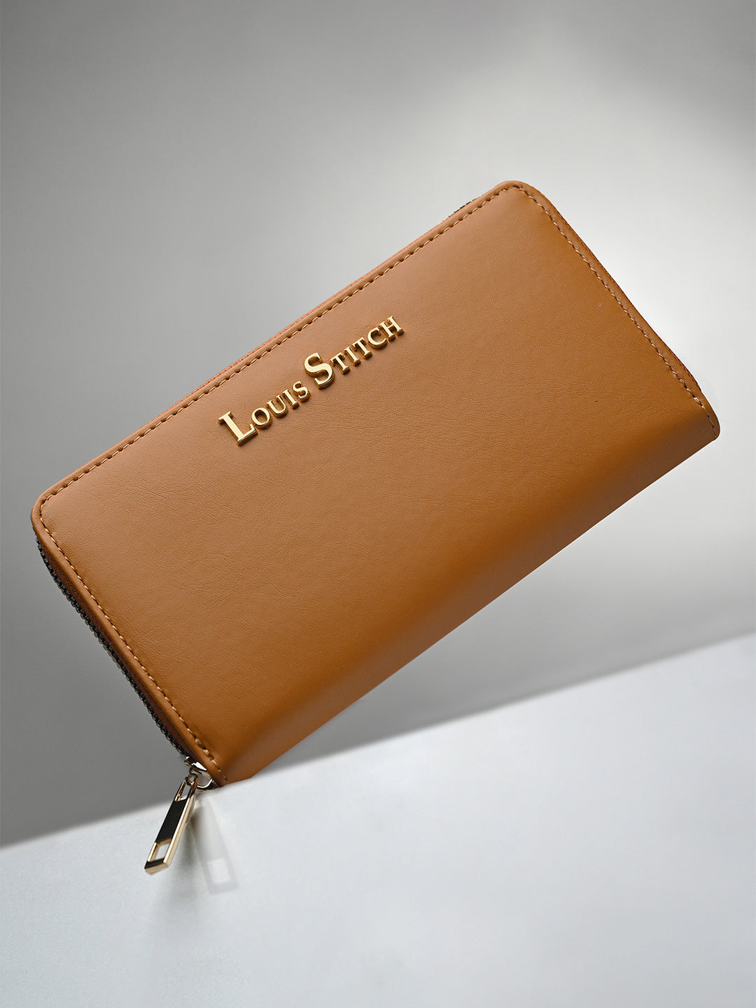 Stylish Tan Clutch Hand Purse for Women with Zipper Closure