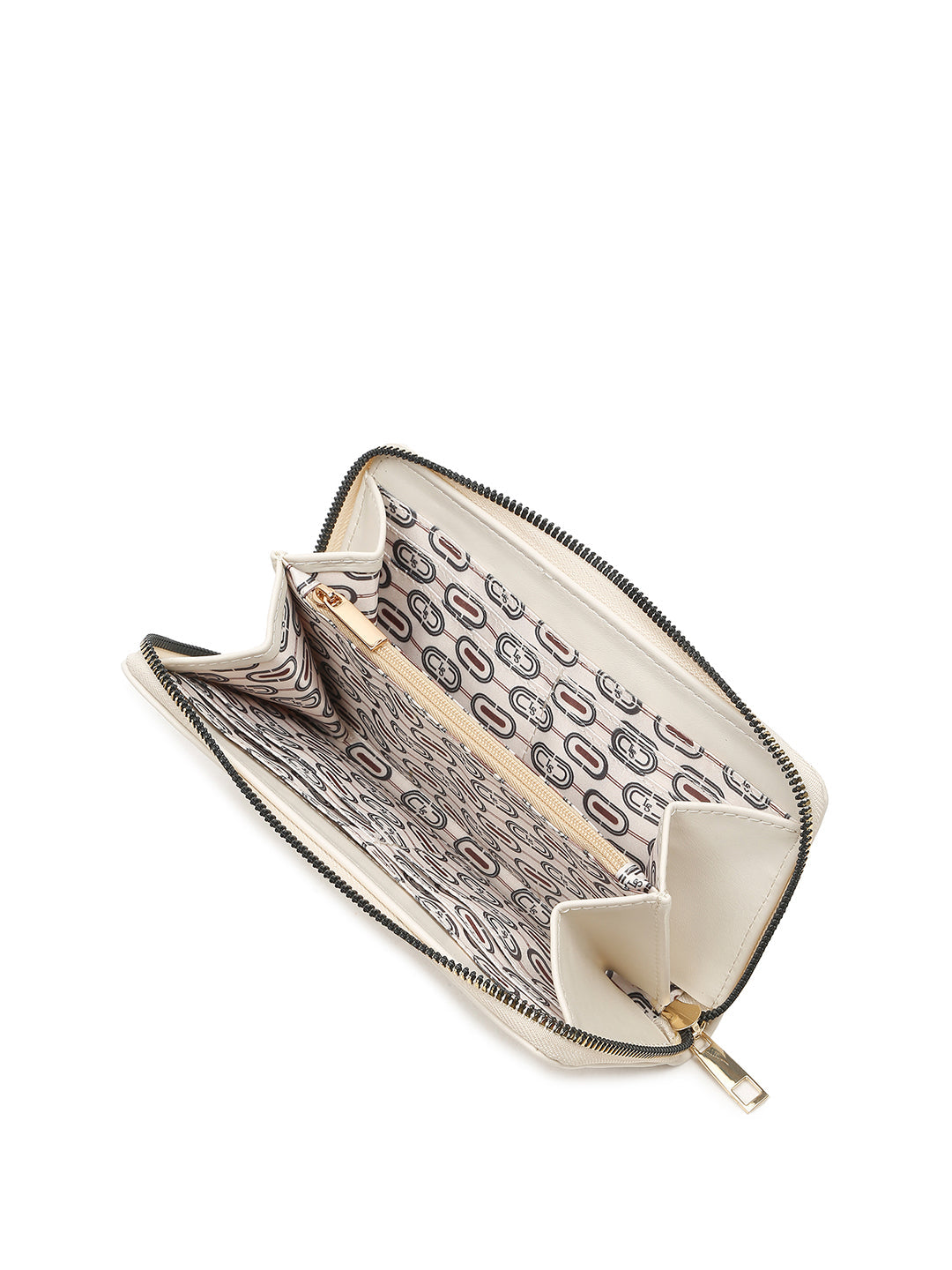 Stylish White Clutch Hand Purse for Women with Zipper Closure