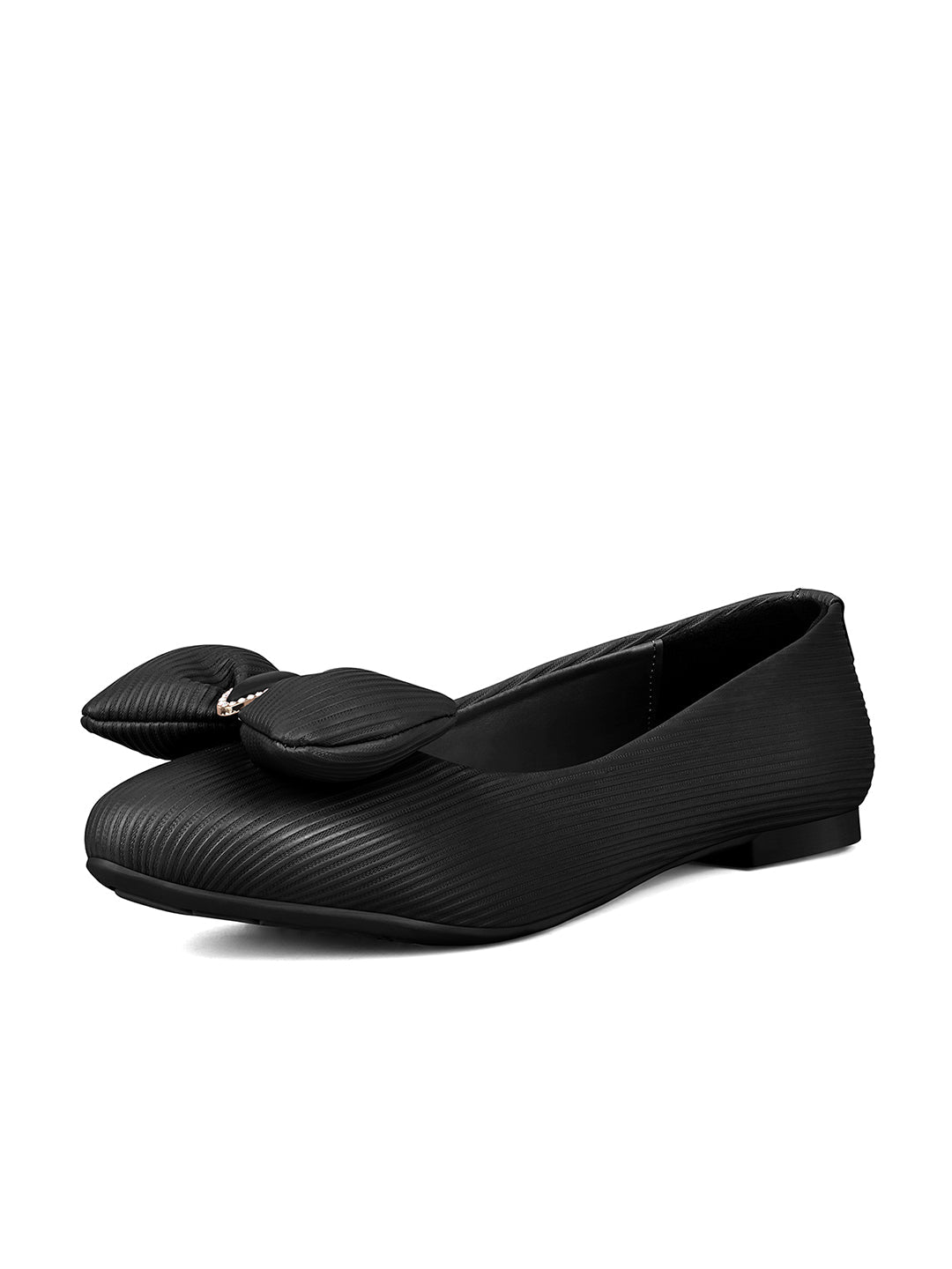 Women’s Black Elegant Bow Closed-Toe Ballerina Flat Sandals