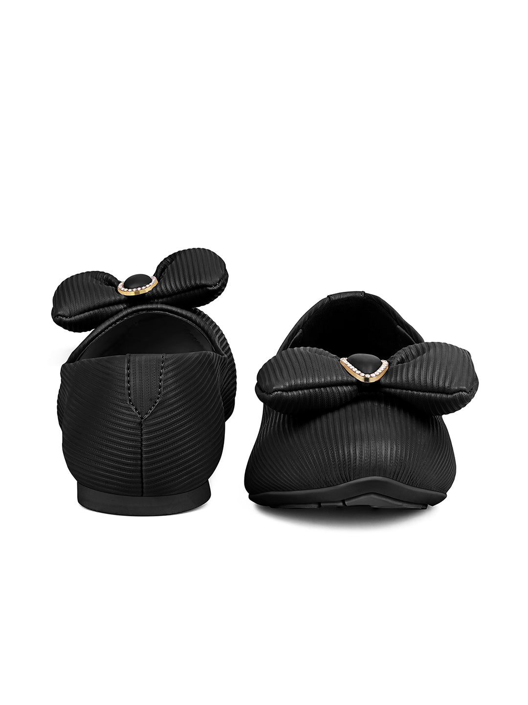 Women’s Black Elegant Bow Closed-Toe Ballerina Flat Sandals