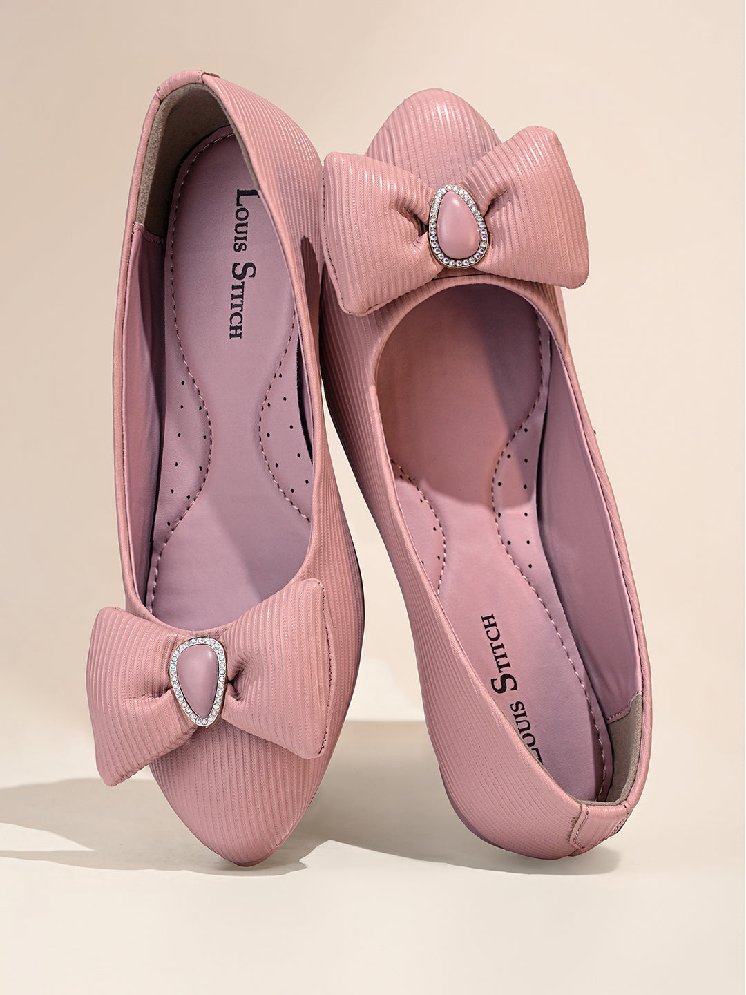 Women’s Pink Elegant Bow Closed-Toe Ballerina Flat Sandals