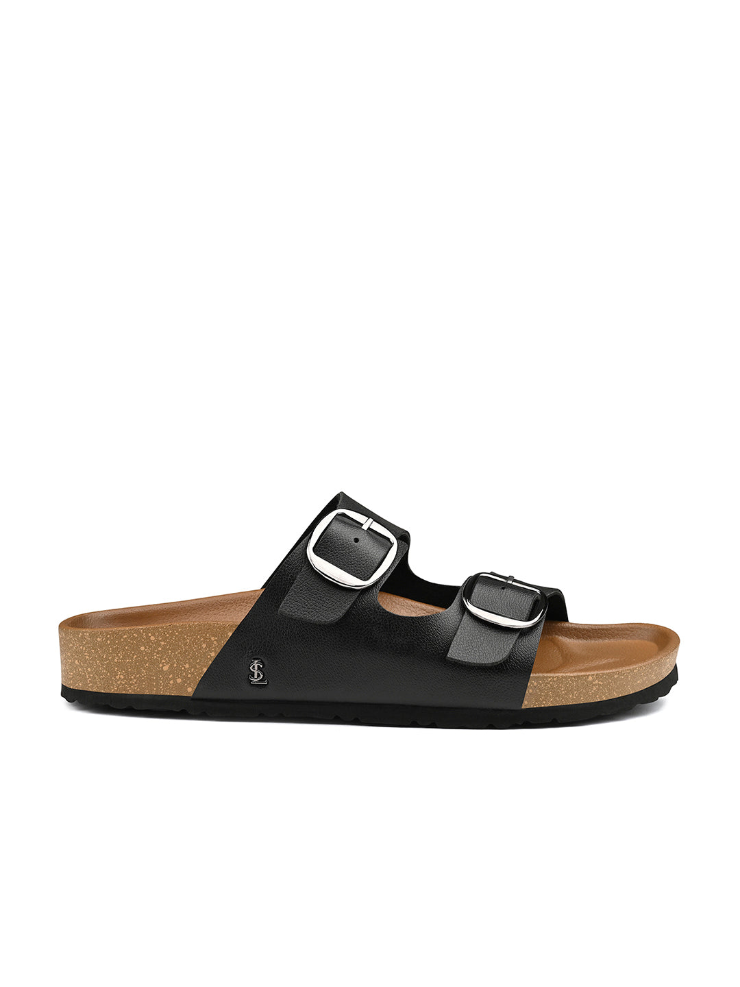 Twilight Black Double Strap Lightweight Open Toe Cork Sandal