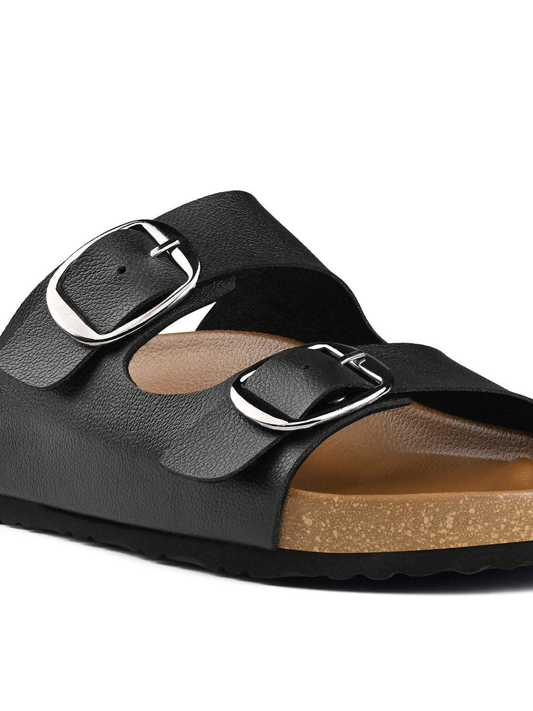 Twilight Black Double Strap Lightweight Open Toe Cork Sandal