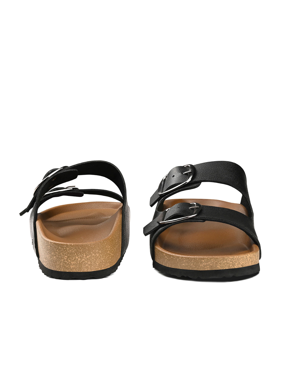 Twilight Black Double Strap Lightweight Open Toe Cork Sandal