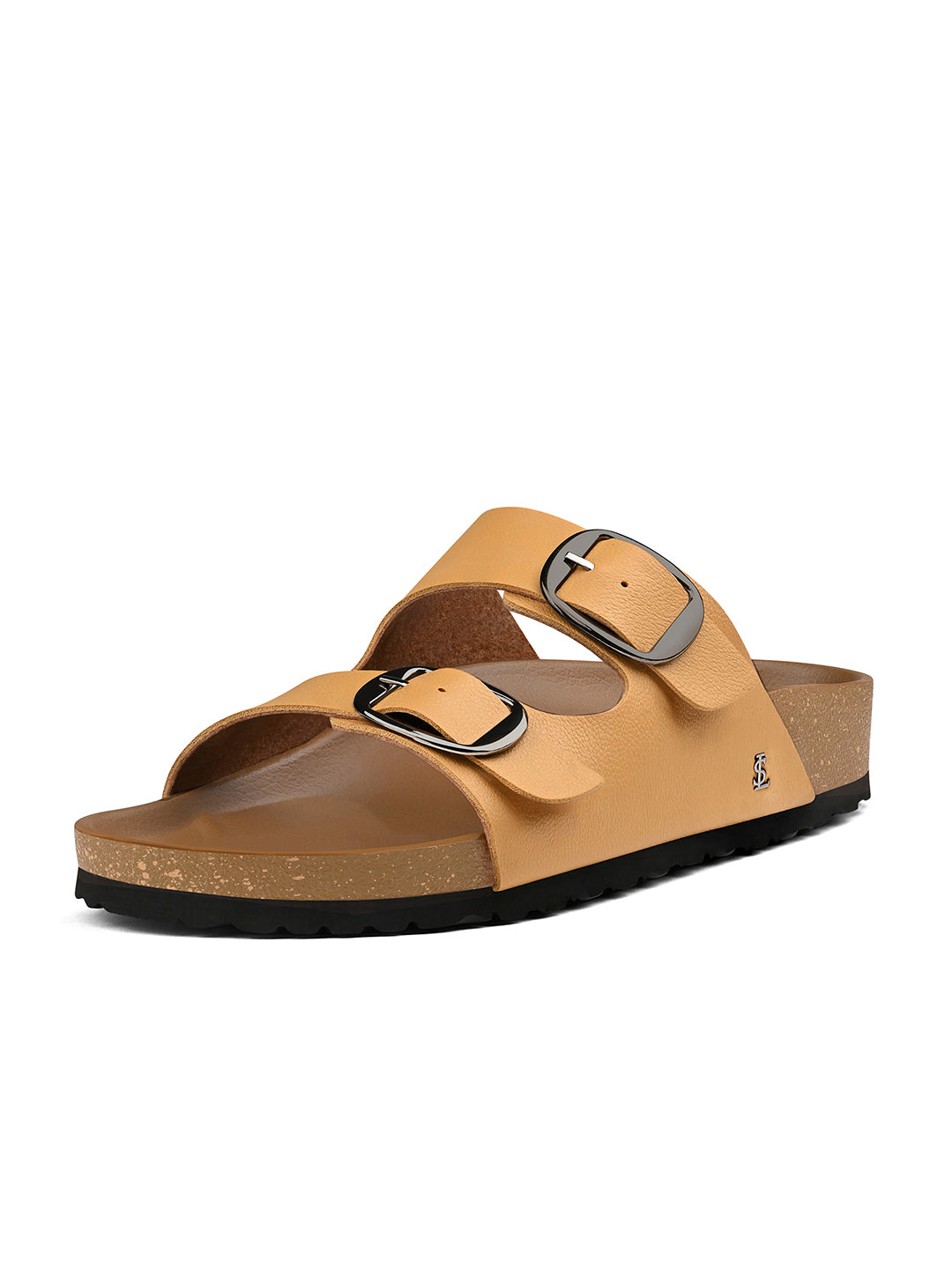 Honeyed Saffron Double Strap Lightweight Open Toe Cork Sandal