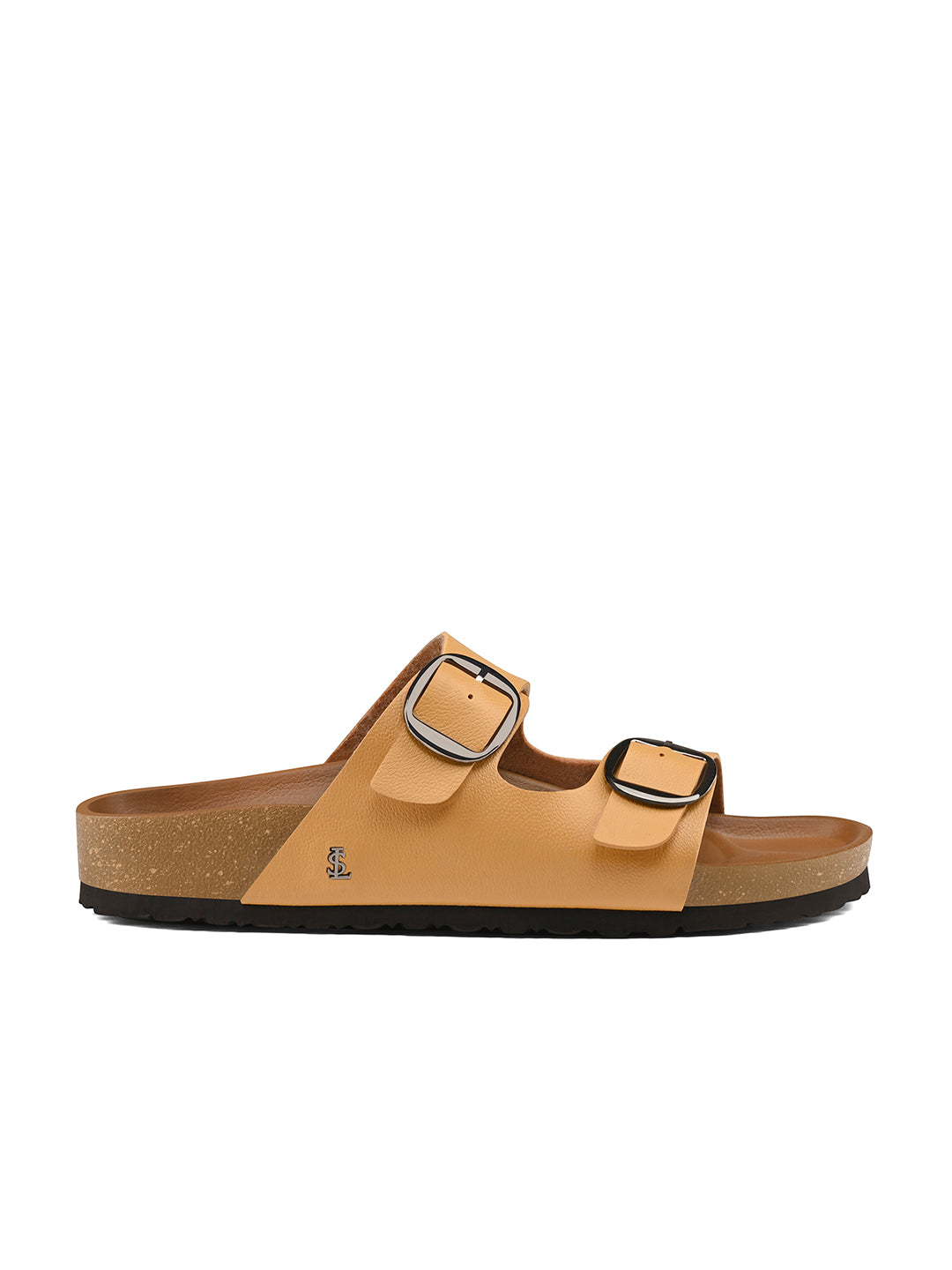 Honeyed Saffron Double Strap Lightweight Open Toe Cork Sandal