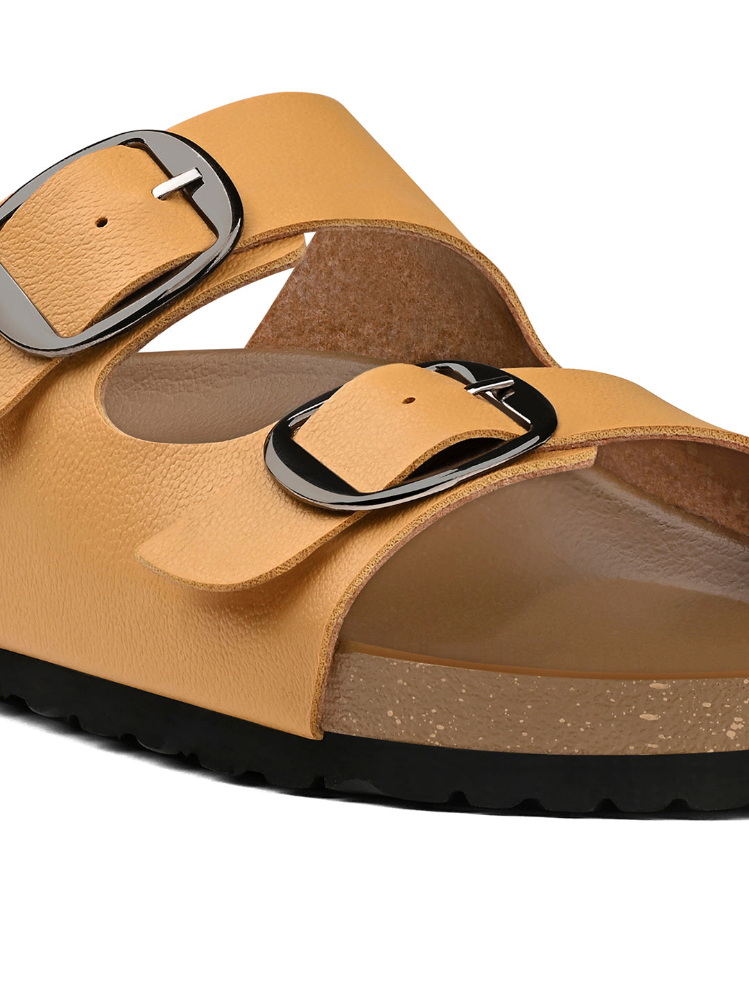 Honeyed Saffron Double Strap Lightweight Open Toe Cork Sandal