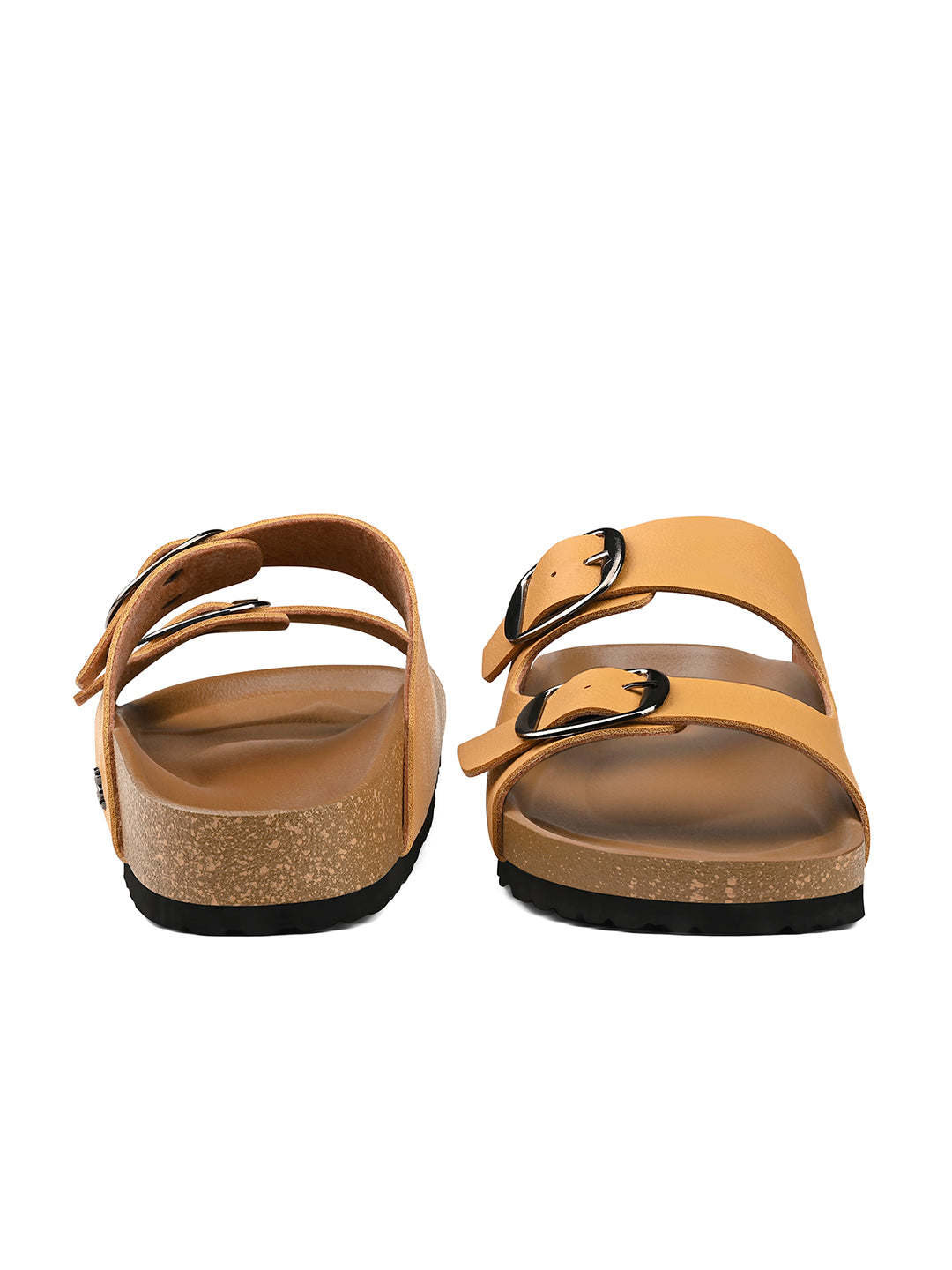 Honeyed Saffron Double Strap Lightweight Open Toe Cork Sandal