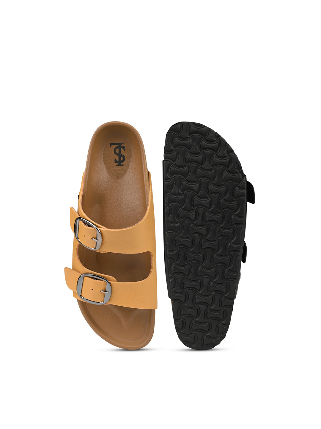 Honeyed Saffron Double Strap Lightweight Open Toe Cork Sandal