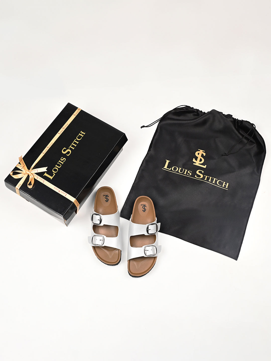 Dewy Silver Double Strap Lightweight Open Toe Cork Sandal