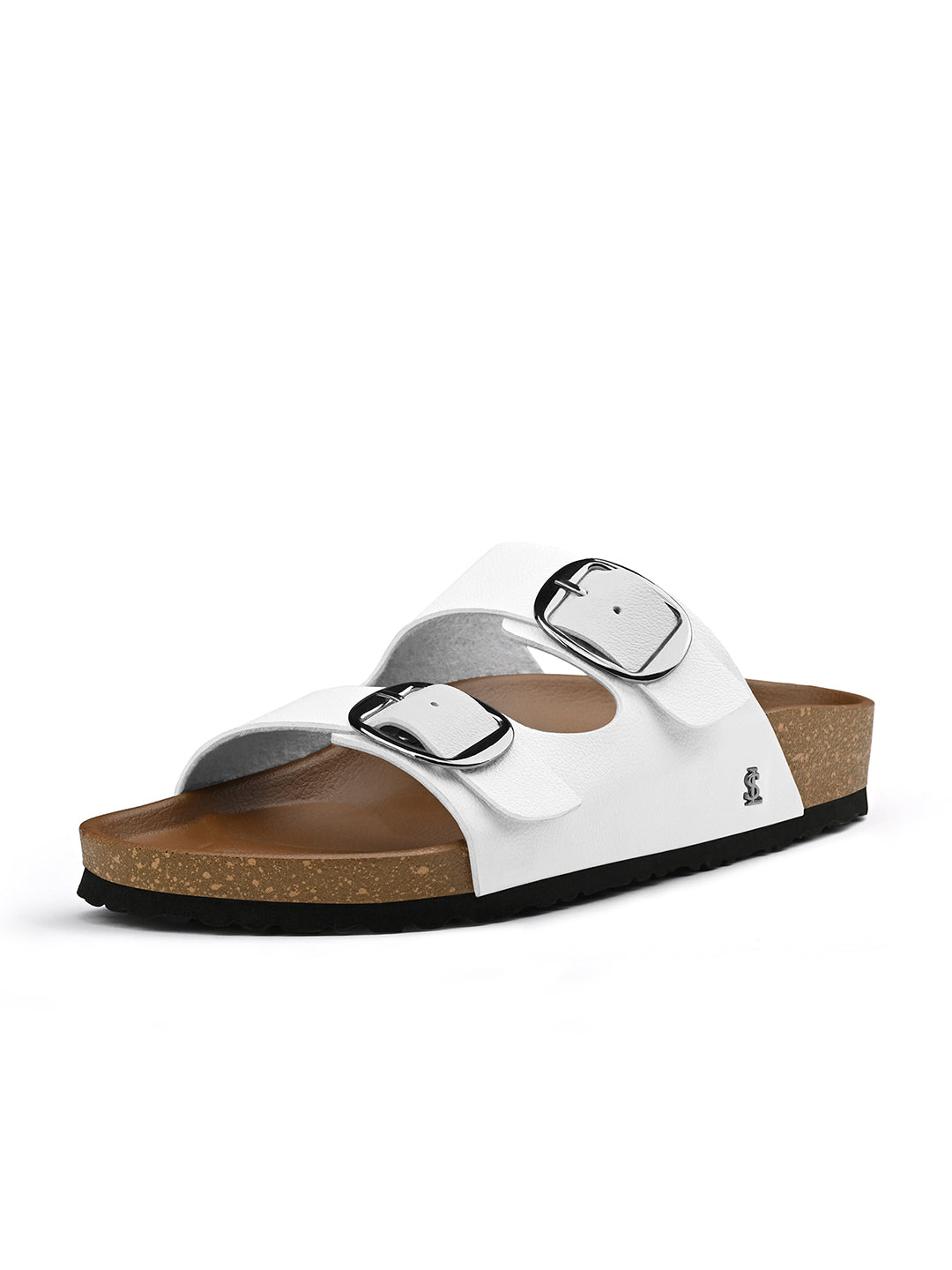 Pearl White Double Strap Lightweight Open Toe Cork Sandal