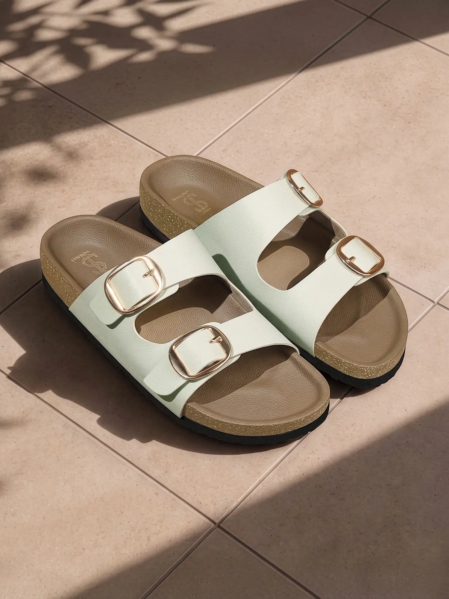Women's Mint Double Strap Lightweight Open Toe Cork Sandal