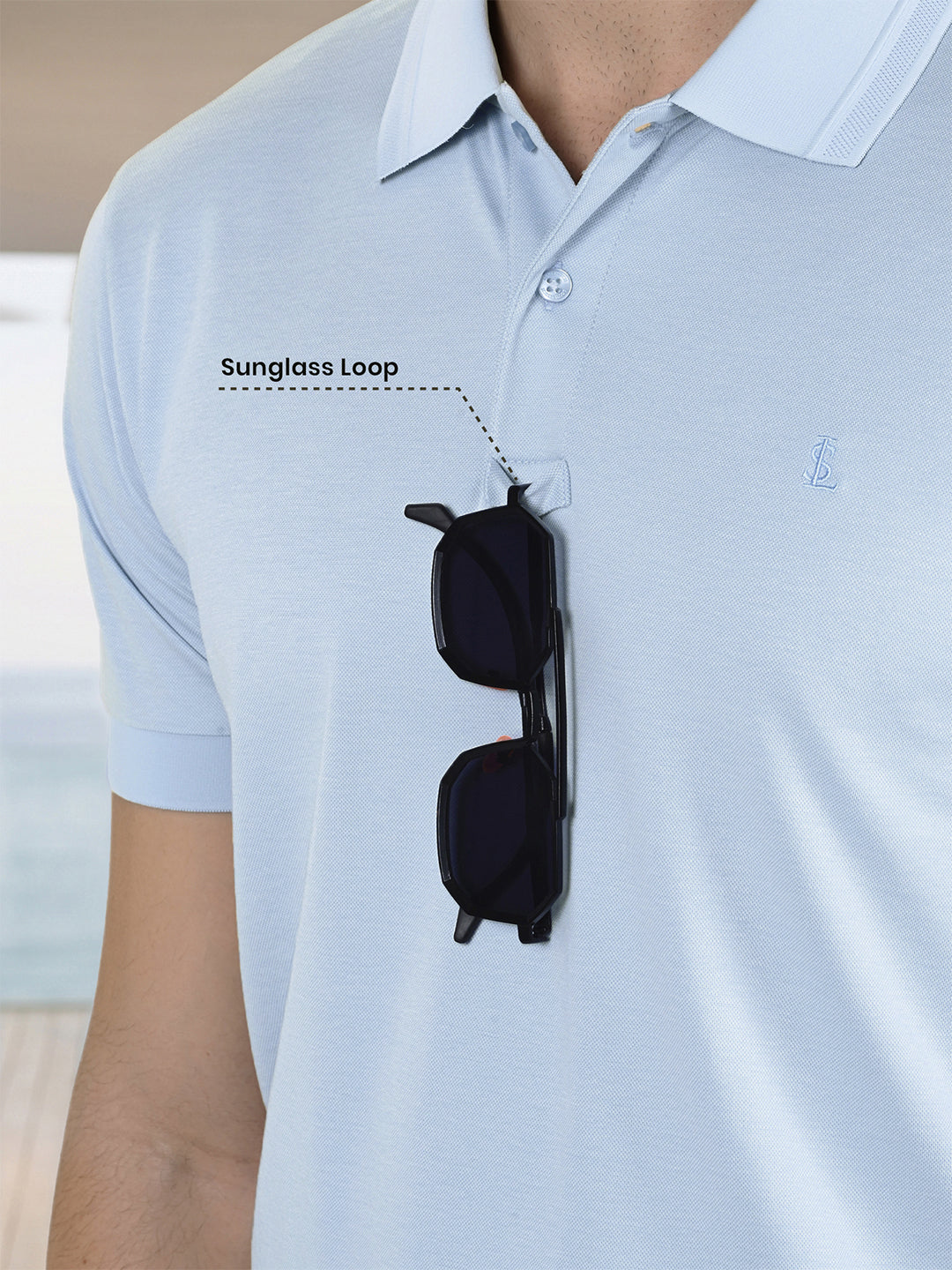 Signature Regular Fit Solid Light Blue Polo T-shirt
