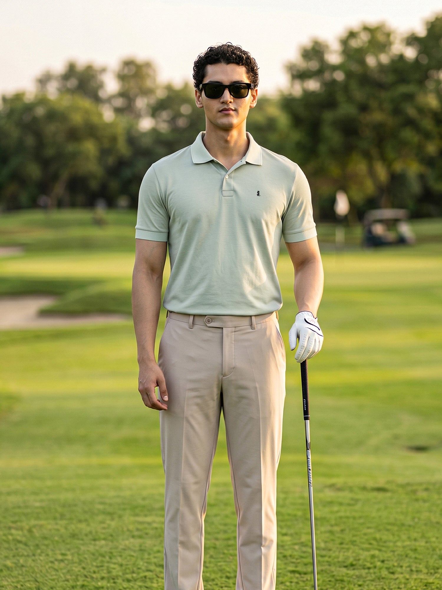 Signature Regular Fit Solid Pastel Green Polo T-shirt